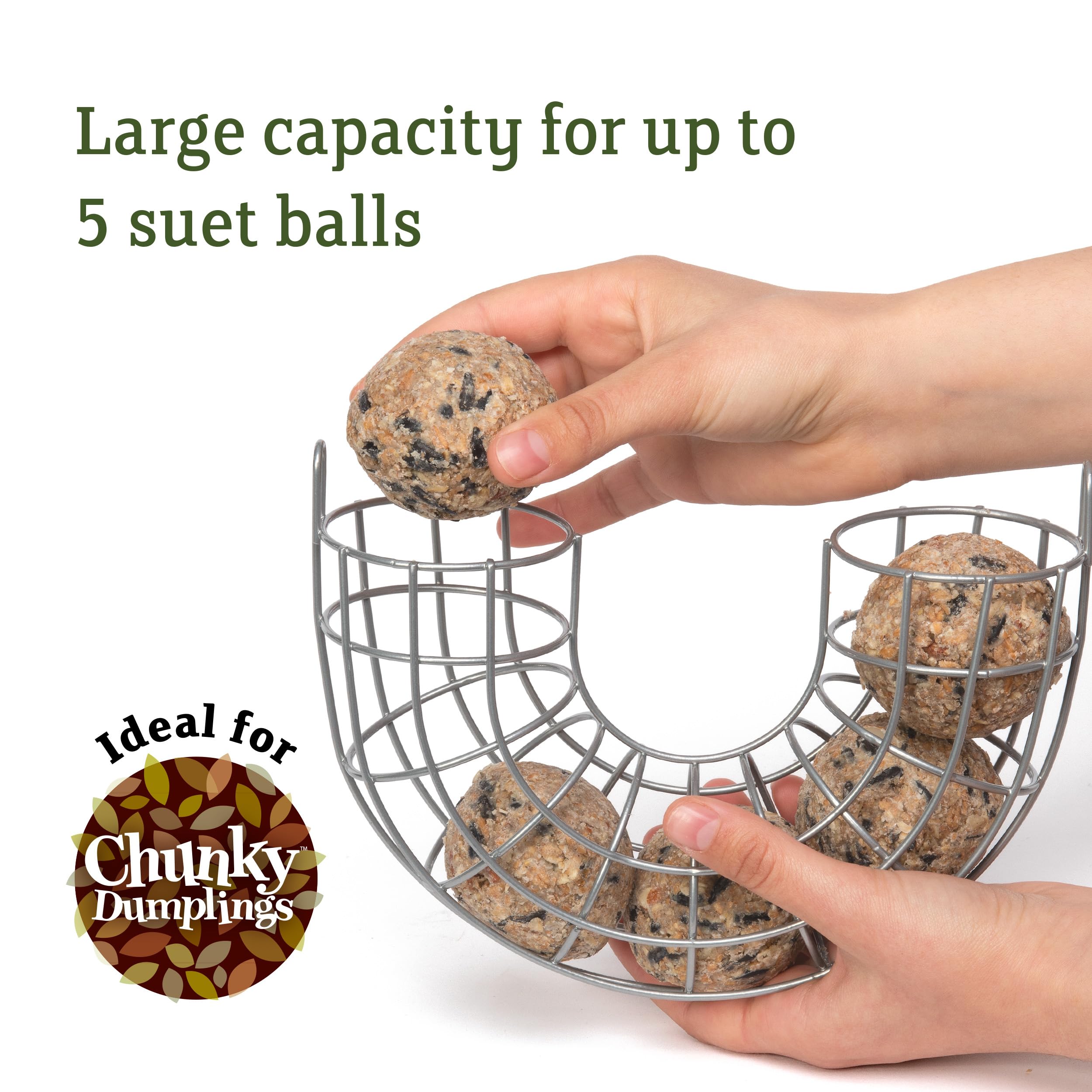 Jacobi Jayne® Koszyk Suet Ball – duża pojemność mieści 6 grubych kulek dla dzikich ptaków – wiszący karmnik dla ptaków na kule łojowe – karmnik dla ptaków ze spadzistym dachem do ochrony kulek