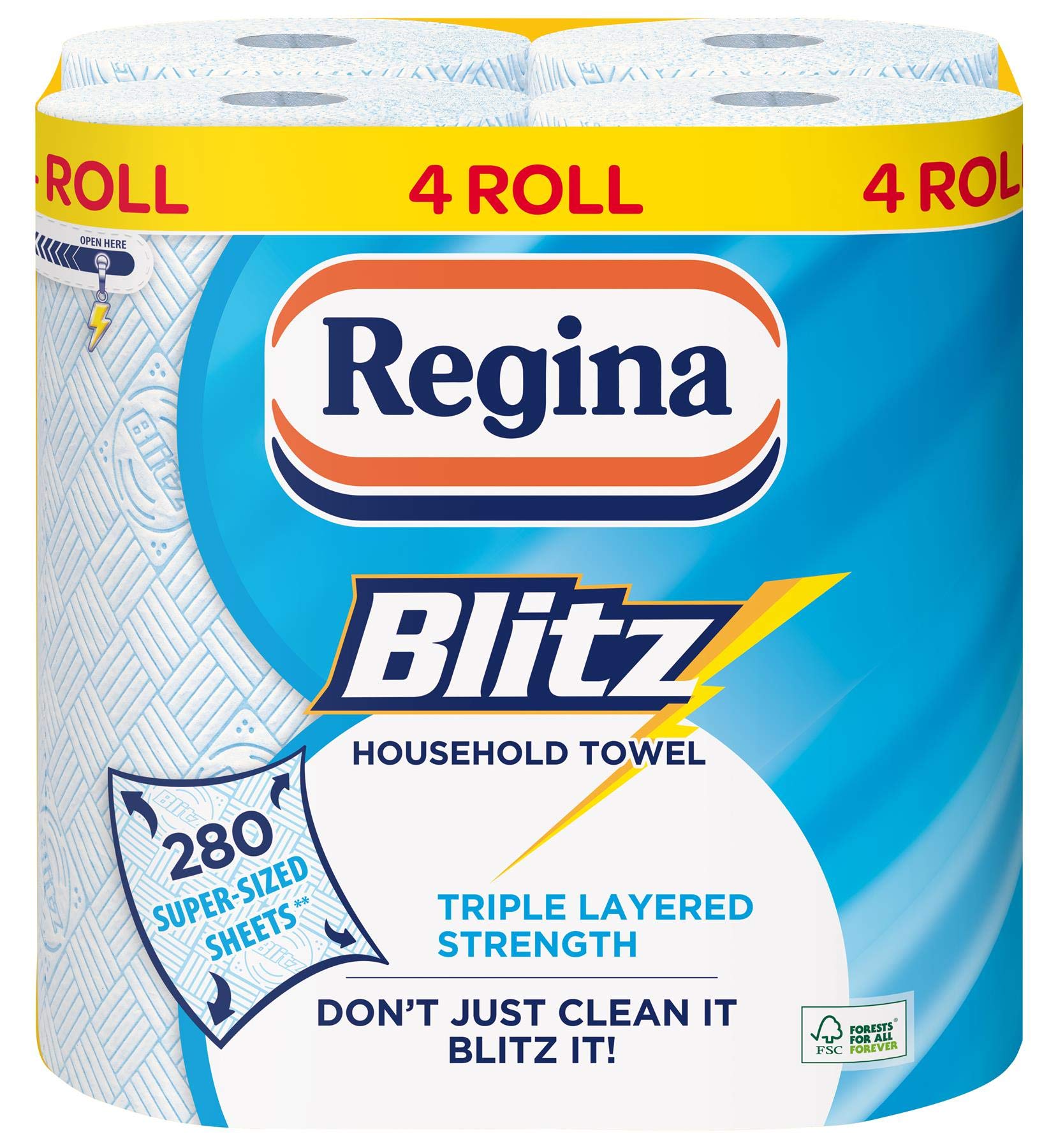Regina Blitz Household Towel 3-Ply 280 Sheets (Pack of 4)