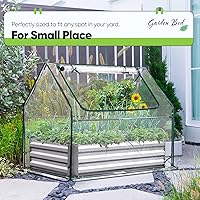 Vista 6 de Quictent juego de cama de cultivo elevada de acero galvanizado extragrueso, 4 x 3 x 1 pie, uso dual, con invernadero, con 2 grandes ventanas, con 20