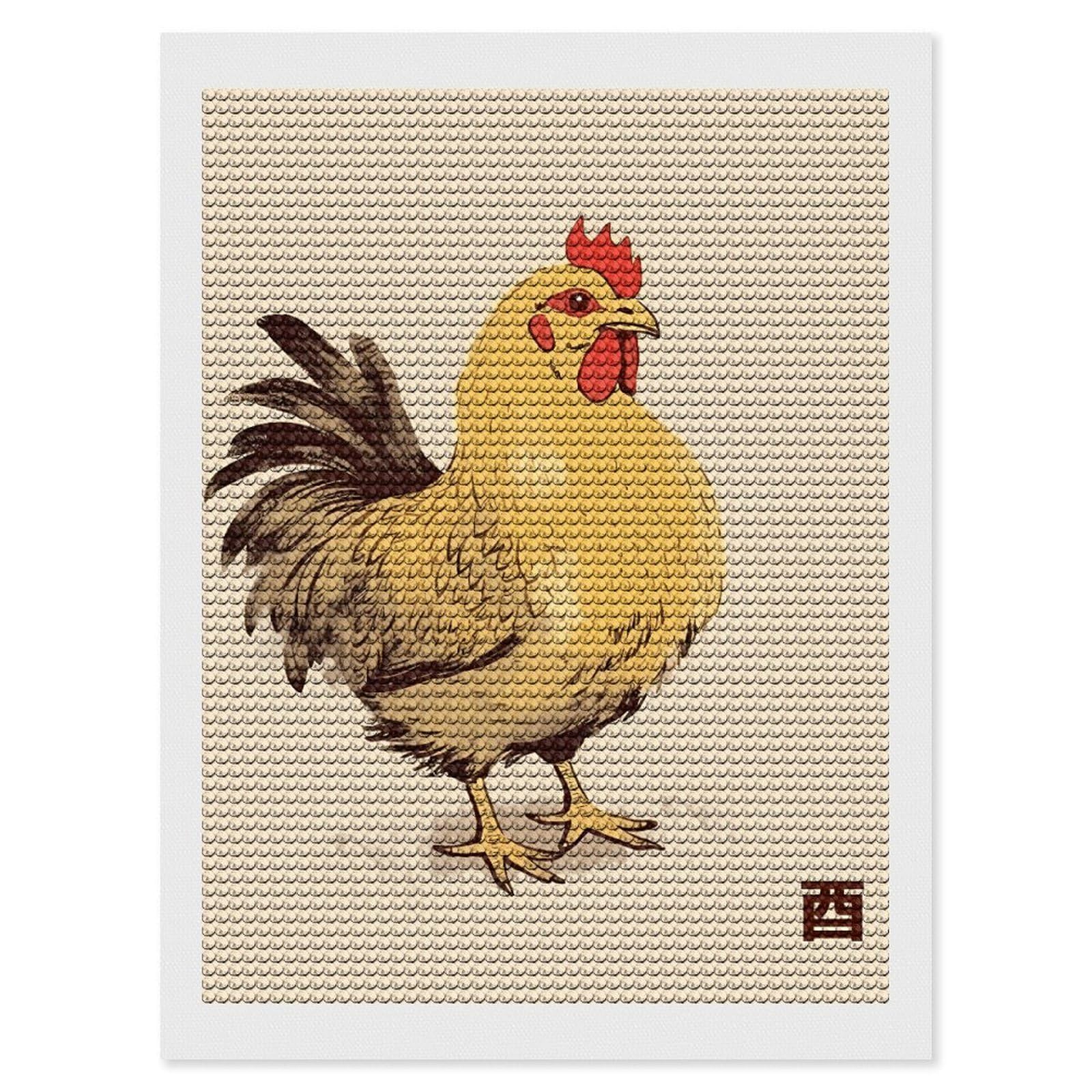 Cartoon Chicken Standing Diamond Painting Kits for Adults, DIY 5D Diamond Painting Kits for Beginners, Round Full Drill Diamond Dots Paintings, Diamonds Pictures Gem Art for Crafts Home Decor 12"x16"