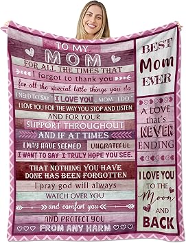 Gifts for Mom, Great for Mom, Cool Mom Birthday Gifts Blanket from Daughters Son, Sentimental for Mom, Best Mom Ever Gifts Throw Blankets 60X50 Inch