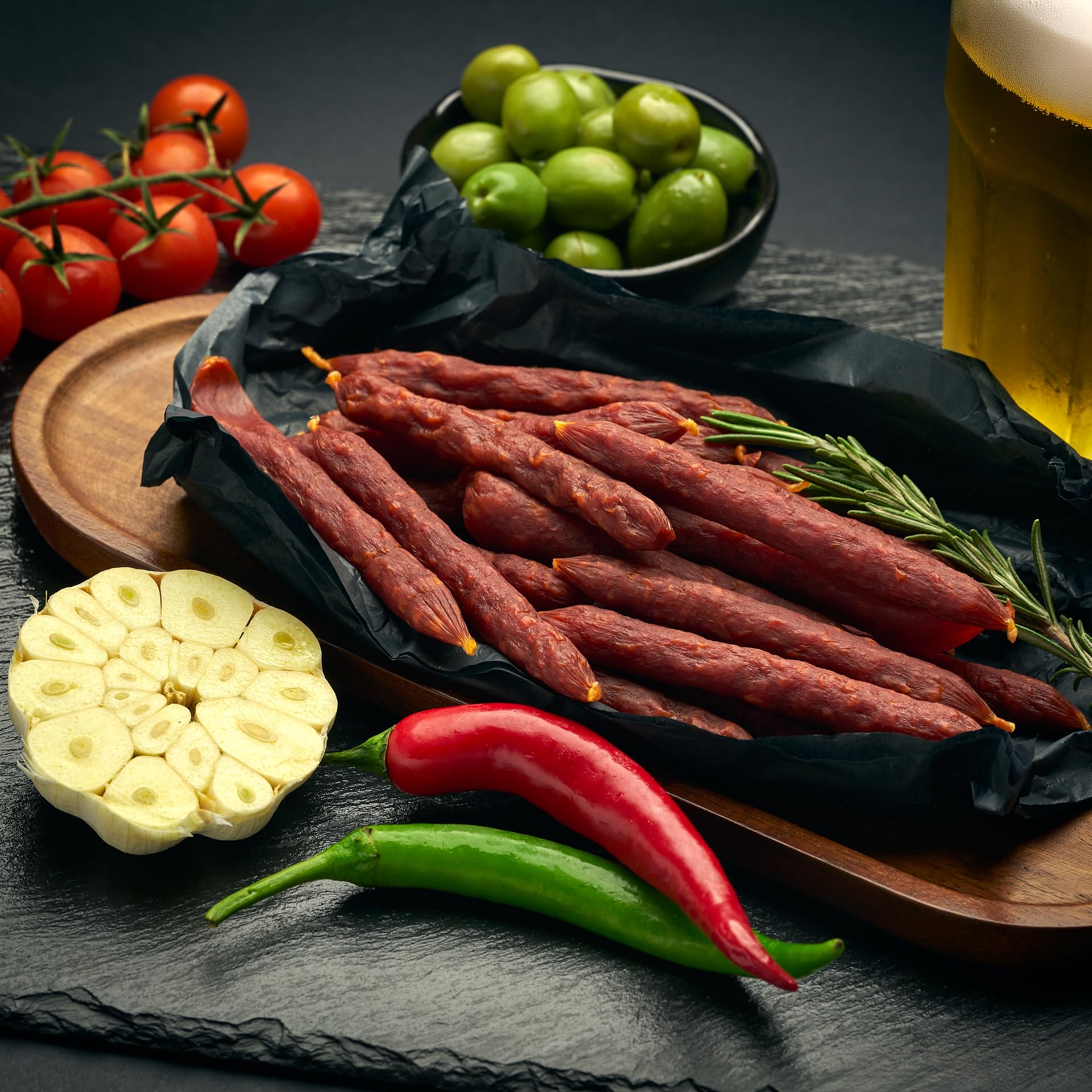 Spanische Mini-Chorizo. 500 g. Traditionelle Würstchen mit Paprika. Authentischer Geschmack Spaniens. Snack Chorizo.