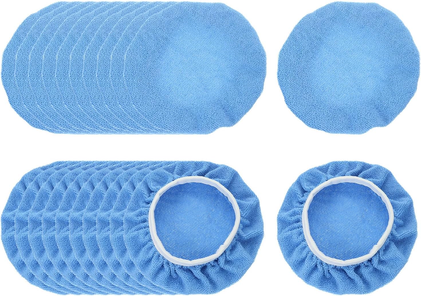HARFINGTON 10pcs Car Polisher Bonnet Buffing Pad Micro-Fiber Polishing Buffing Pad Cover for 9"-10" Car Buffer Bonnets Polisher, Light Blue