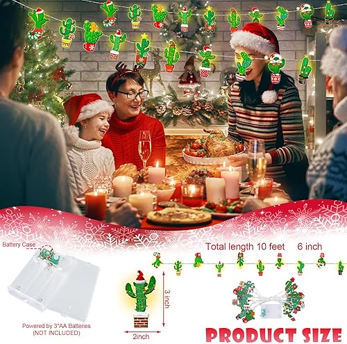 Miniatura 6 de Ganeen Guirnalda de luces de trébol del día de San Patricio de 10 pies, 20 luces LED de trébol verde sombrero de cerveza, funciona con pilas, luz