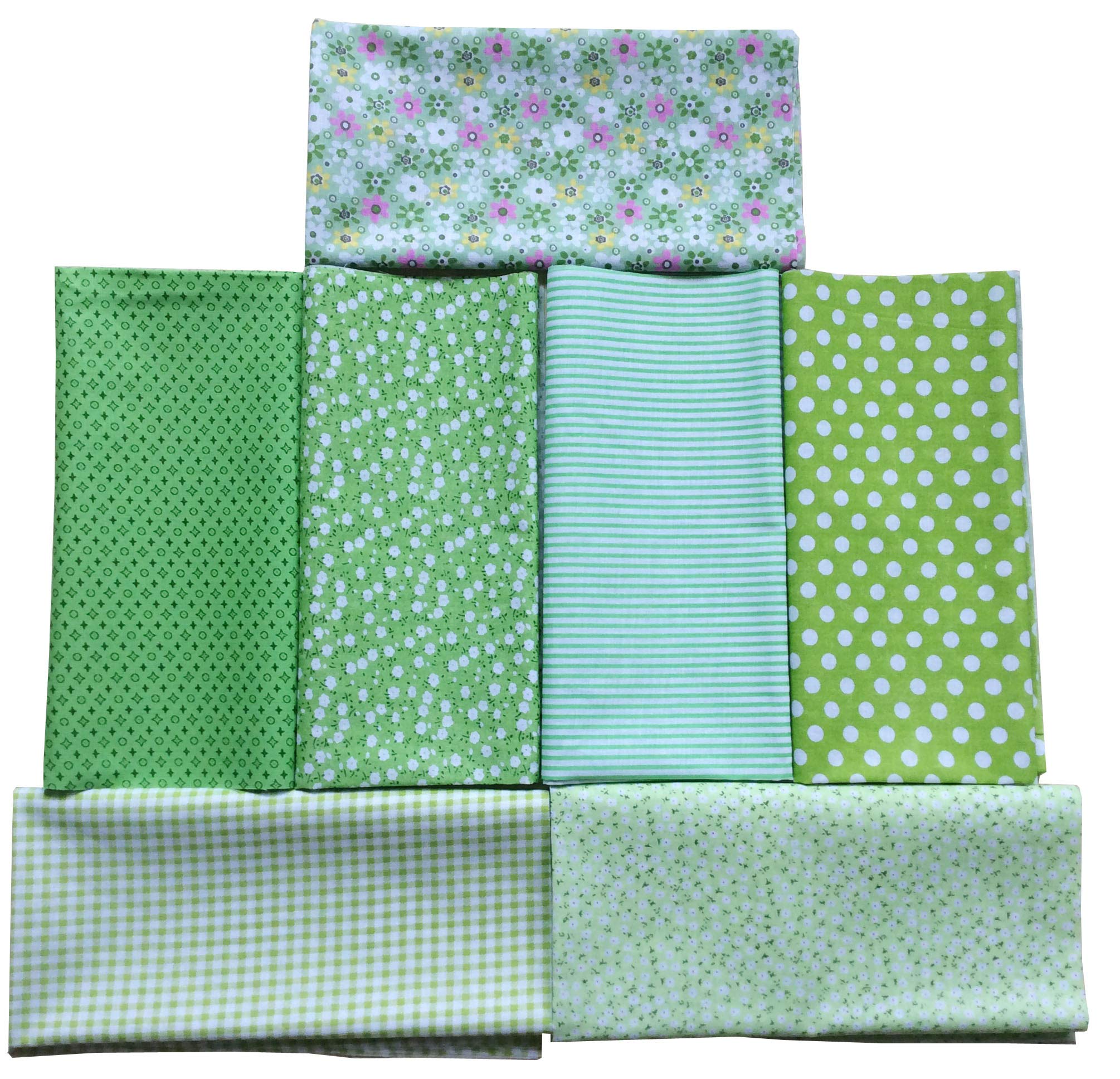 longshine-us 19.7 x 19.7 Inch Premium Cotton Blending Textile Craft Fabric Bundle Squares Patchwork Lint DIY Sewing Scrapbooking Quilting Dot Pattern Artcraft (Green)