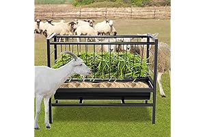 Pasture Hay Feeder for Goat, 2-in-1 Goat Feeders for Grain and Hay