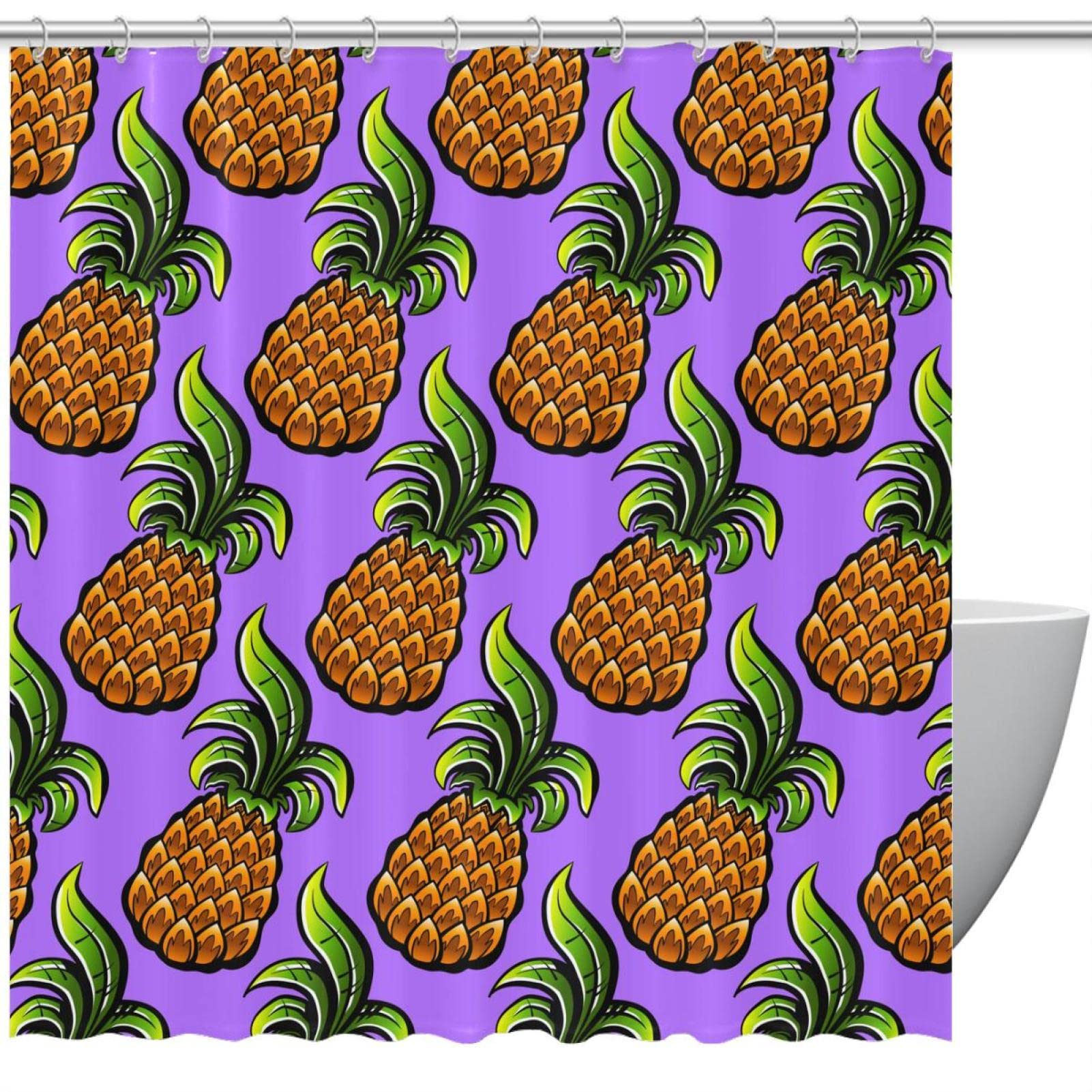 Rideau de douche ananas 183 cm pour une ambiance de spa tropical