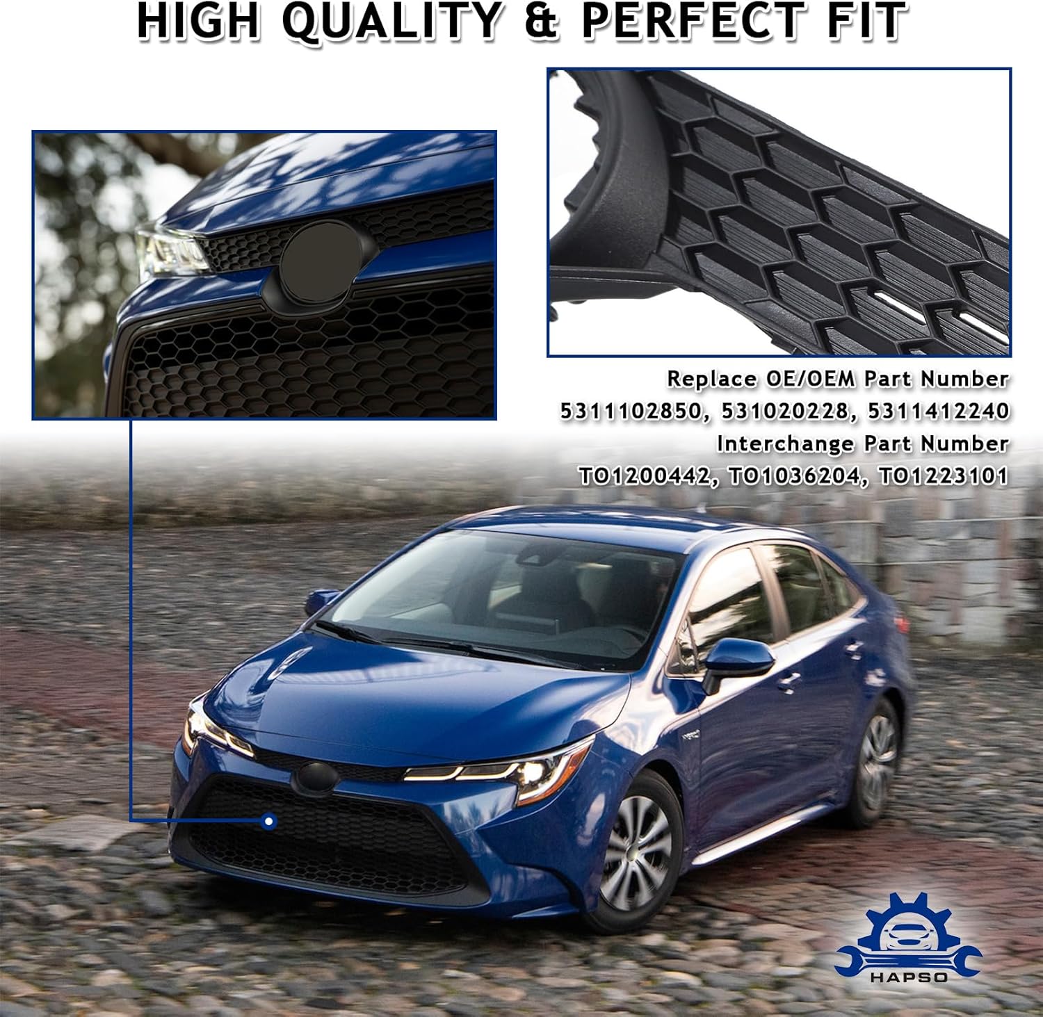 Front Upper & Lower Grill + Inner Grille Mounting Panel Bracket Fit For 2020 2021 2022 Toyota Corolla L LE XLE Front Bumper Grille Body Kit Replacement