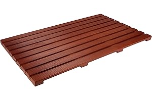 Trademark Innovations Non-Slip Solid Teak Wood Spa Shower or Door Mat (31.5")