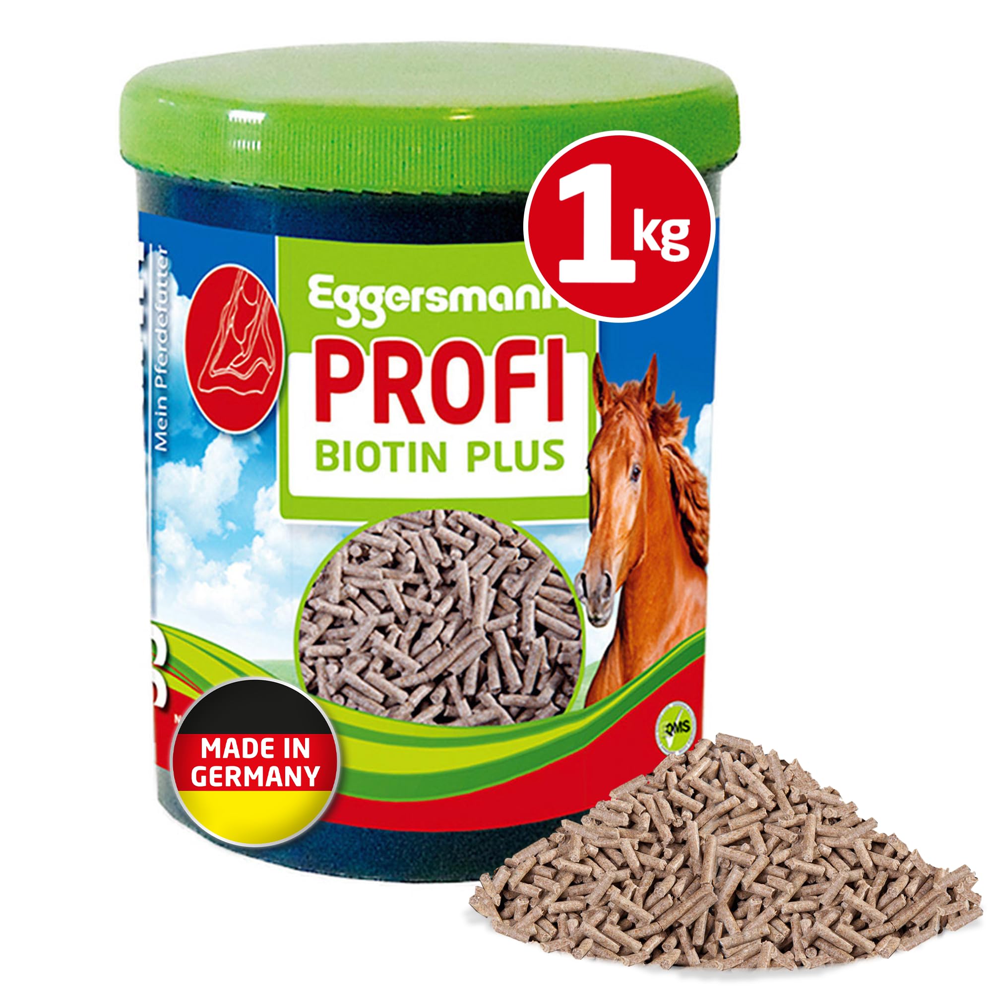Eggersmann Profi Biotin Plus koncentrat dla koni, dodatkowa karma dla zdrowych kopyt i sierści, 1 opakowanie (1 x 1 kg)