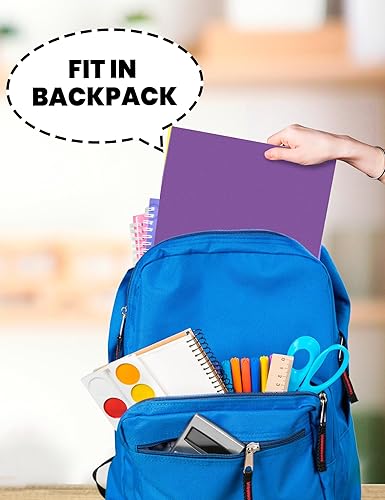 Miniatura 6 de SUNEE Carpetas con 3 agujeros perforados (paquete de 50, púrpura), carpetas de 2 bolsillos para papel tamaño carta, carpeta de archivos de papel