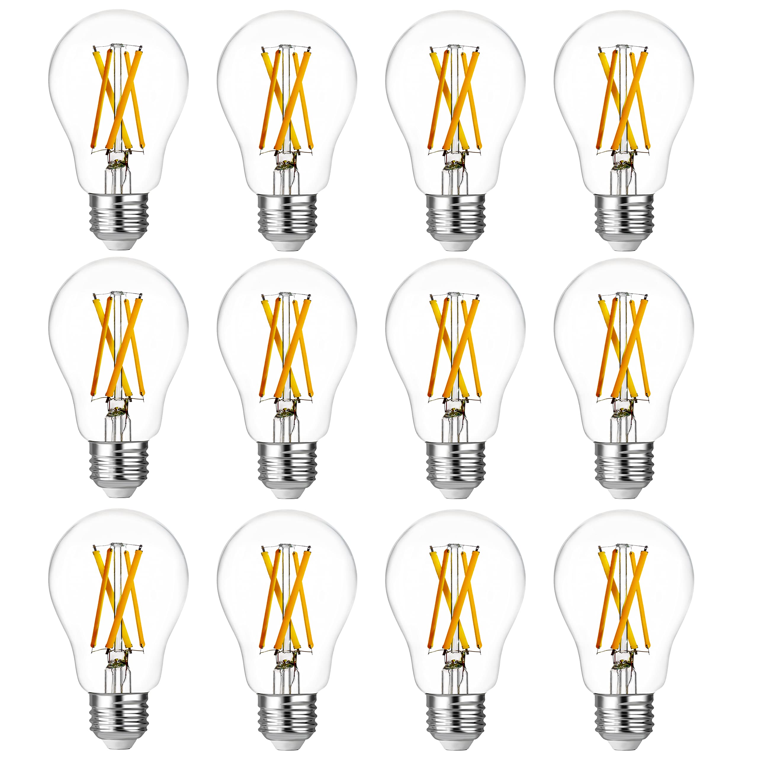 FLSNT A15 LED Edison Bulbs 60W Equivalent, Dimmable E26 LED Bulbs for Pendant Lamp, 2700K Soft White, 90+ High CRI, 8W, 950LM, AC 120V, 12 Pack