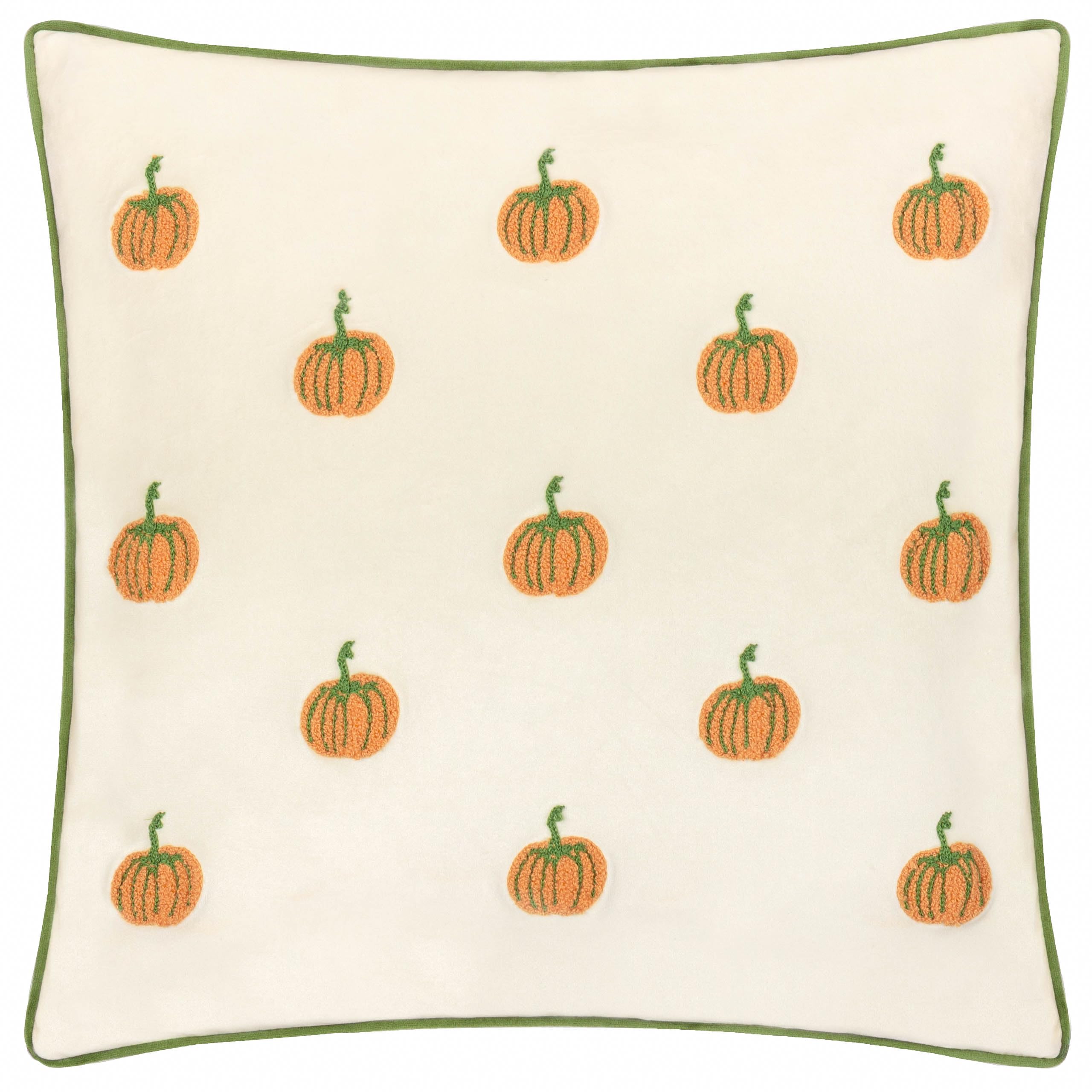 Wylder Pumpkin Spice Cushion Cover – Reversible Autumnal Pumpkin Tufted Piped Velvet Cushion Case (Multicolour - 45x45cm)