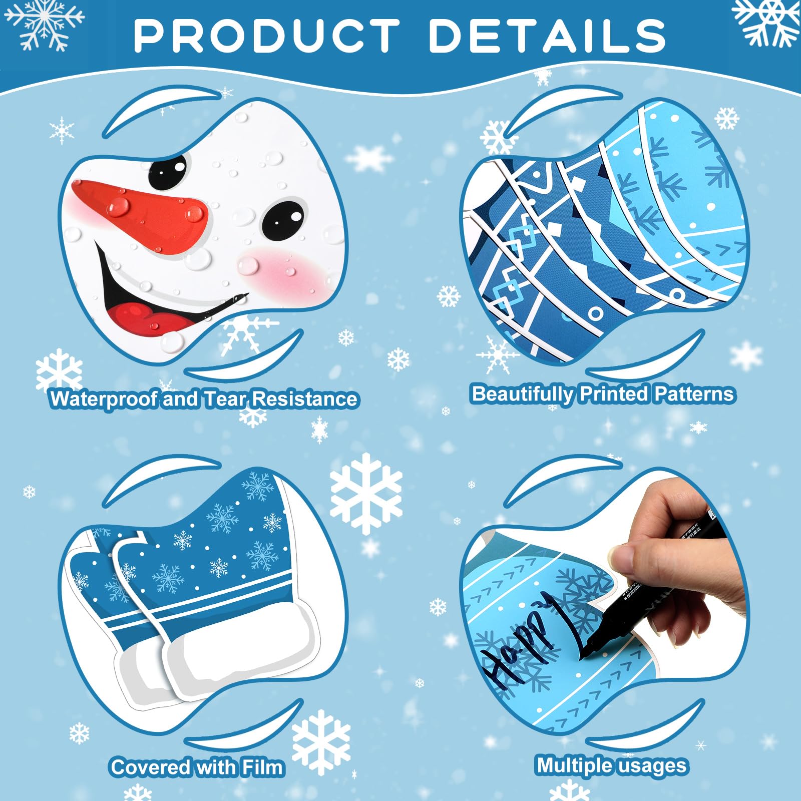 Faccito 70 Pcs Winter Snowman Bulletin Board Set Winter Christmas ...