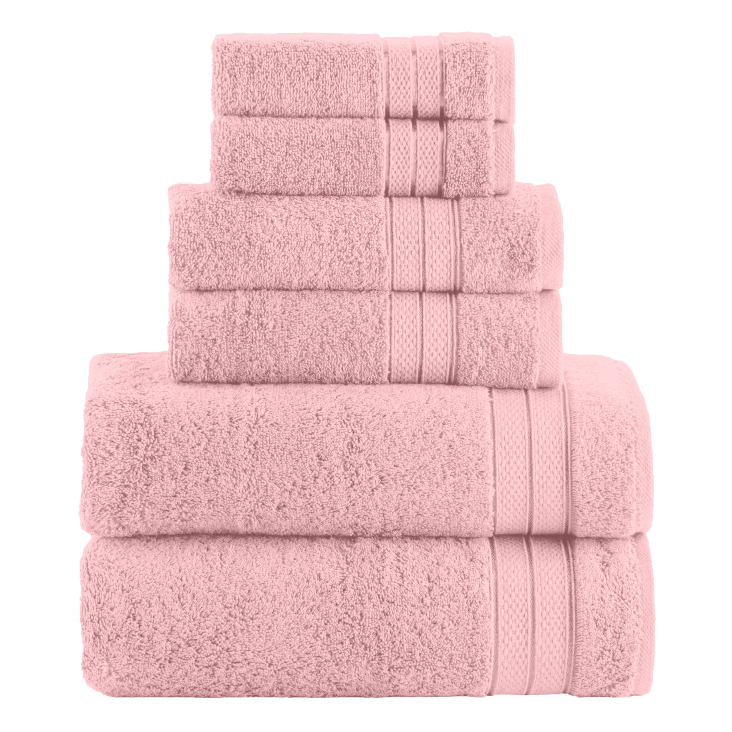 Elegant Comfort Luxury 6-Piece Towel Set, Premium Soft 100% Turkish Cotton, Three Line Popcorn Design 2 Bath Towels, 2 Hand Towels and 2 Washcloths