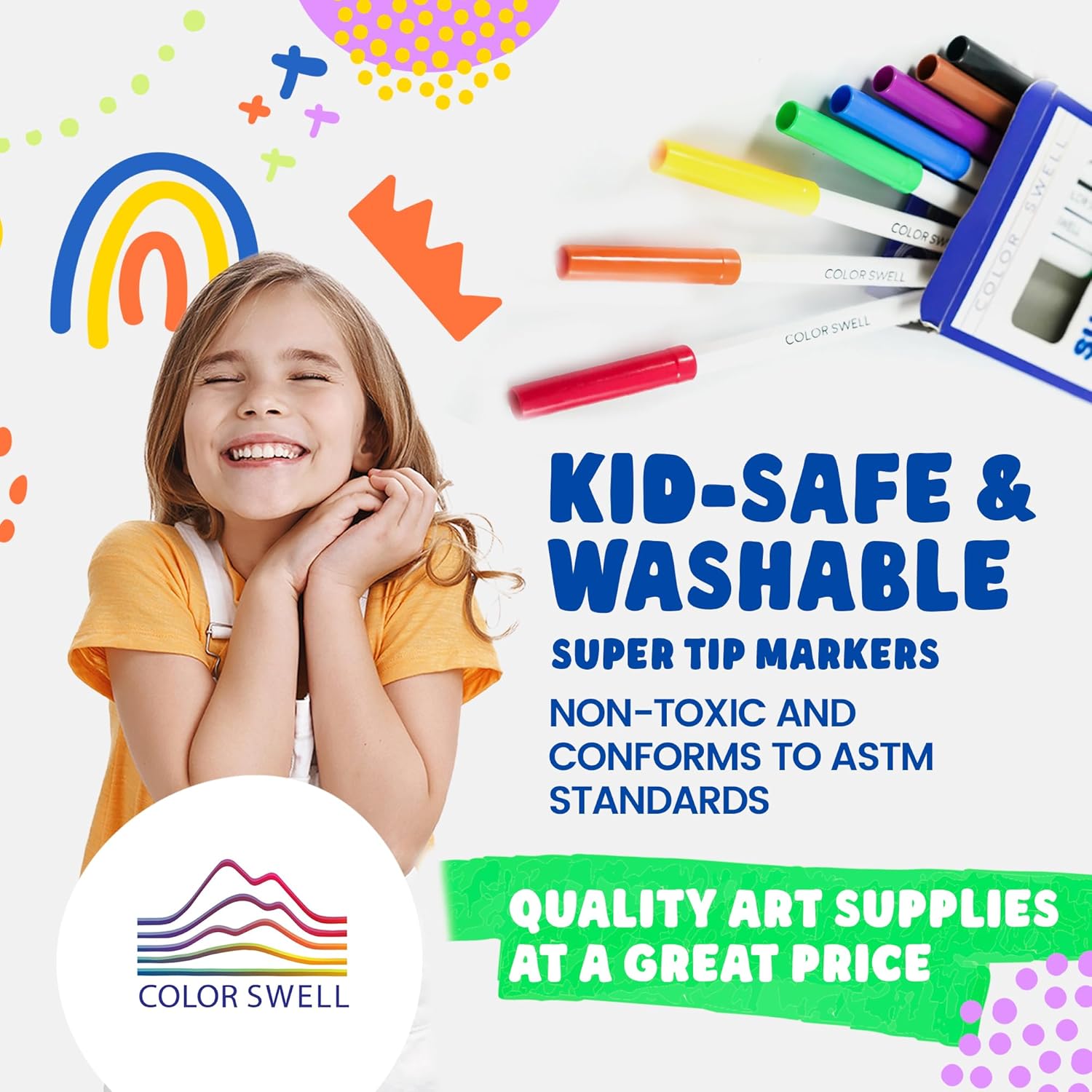 Color Swell Washable Bulk Markers Pack 36 Boxes of 8 Vibrant Colors Each (288 Total Super Tip Markers) for Classrooms, Parties, Donations, Home - Image 2