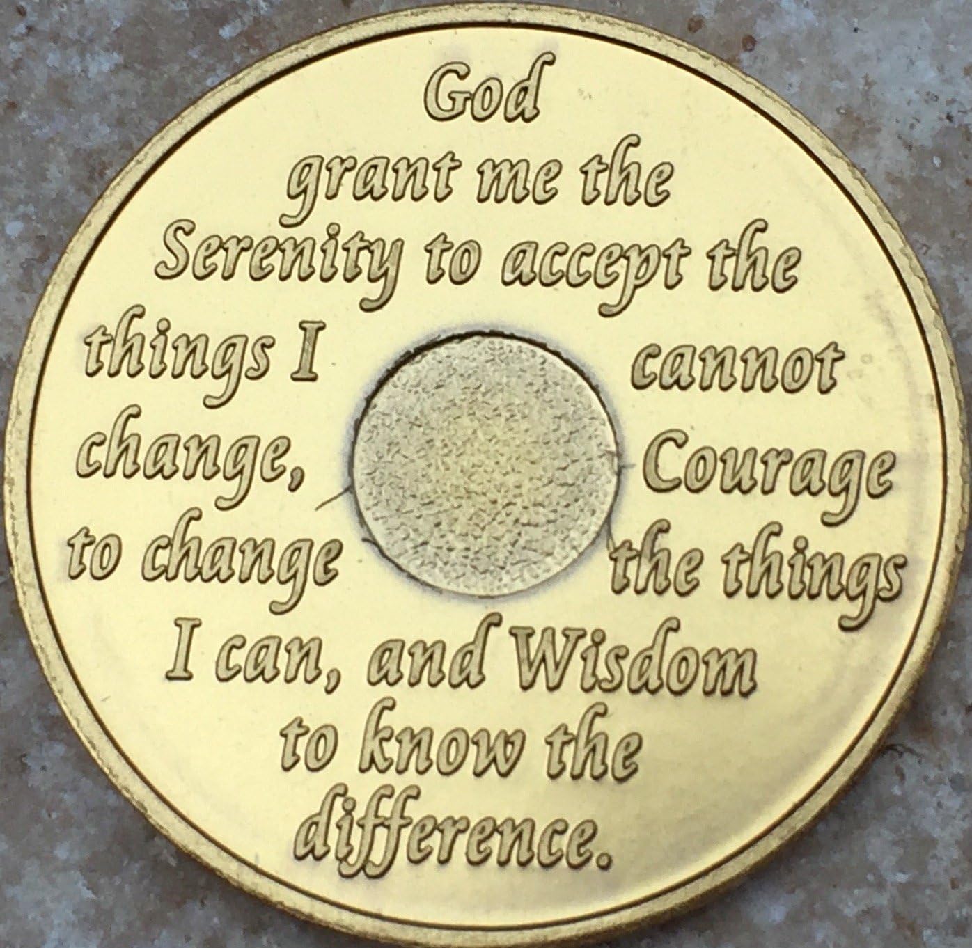 23 Year AA Medallion Green Gold Plated Anniversary Chip with Serenity Prayer