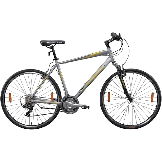 Firefox Bikes Road Runner Pro V -700C 21 Speed Hybrid Bike (Matt Silver & Grey) I Frame Size: 18 inch, Unisex, Front