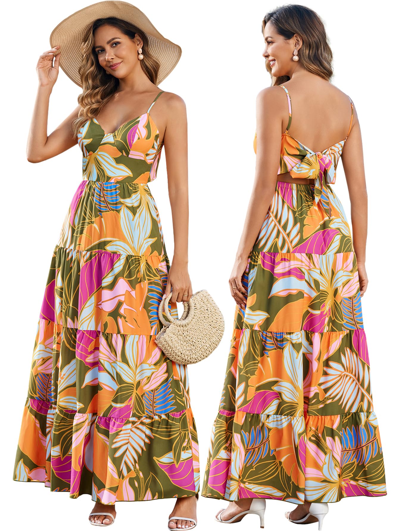 Women Summer Floral Maxi Sundress Boho Beach Long Dress