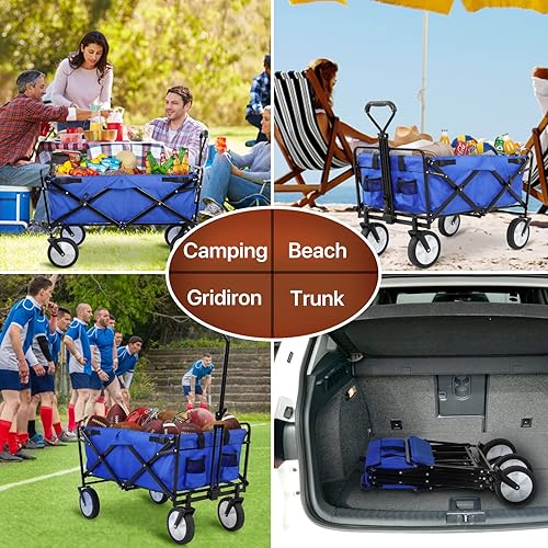 Miniatura 6 de Carro plegable utilitario plegable, azul, gran capacidad, almacenamiento conveniente, uso al aire libre