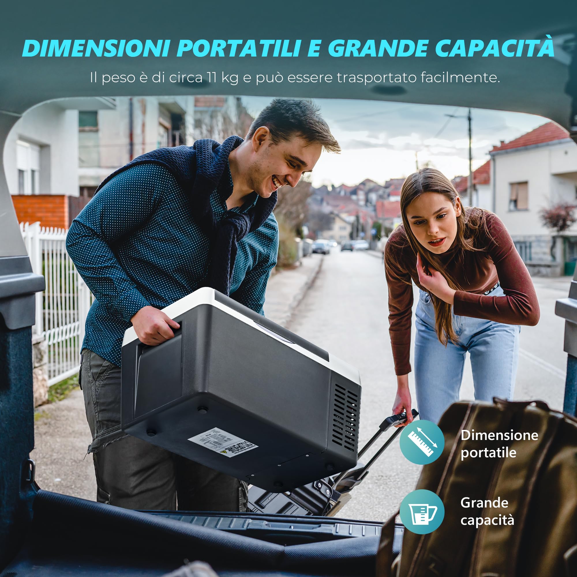 EUHOMY Mini Frigo 18L 12V 220V WiFi APP Congelatore Portatile Nero