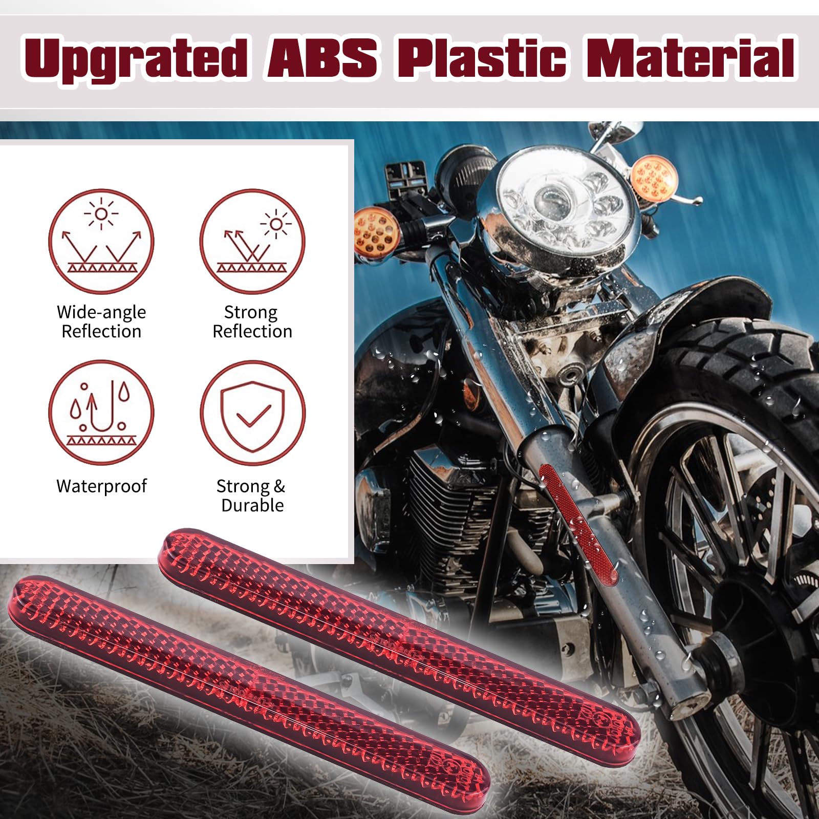 2x LED Reflektor Kennzeichenhalter Für Motorrad - Universell, Rechteckig, Rot