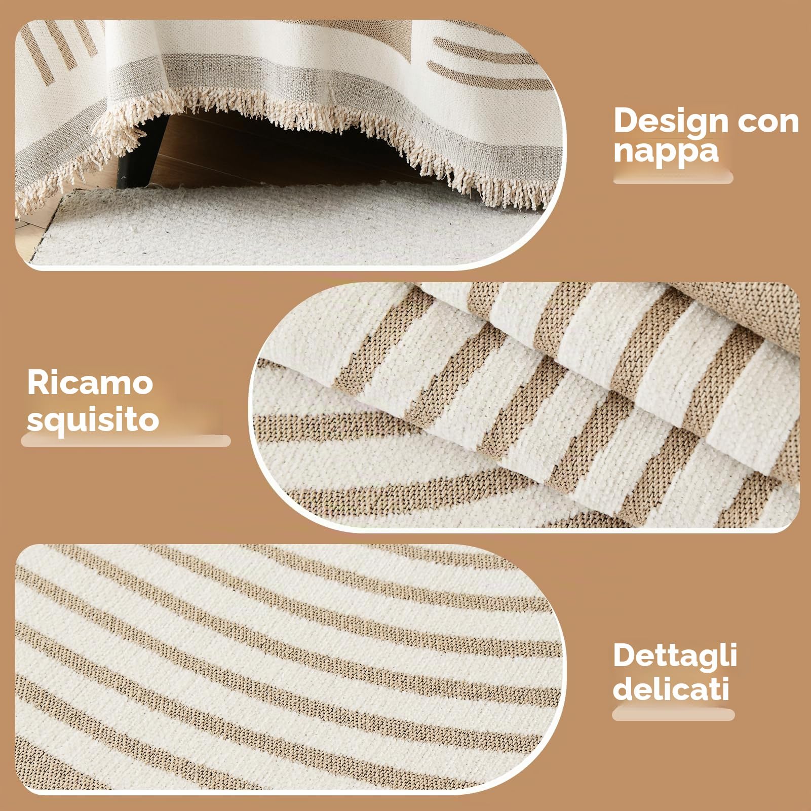 WEYOND Copridivano con Penisola, 2 Pezzi, 180 x 300cm + 180 x 260cm, Kaki | Telo Copridivano in Ciniglia, Antiscivolo e Antimacchia Copridivano Angolare, Universale per 2/3/4 Posti