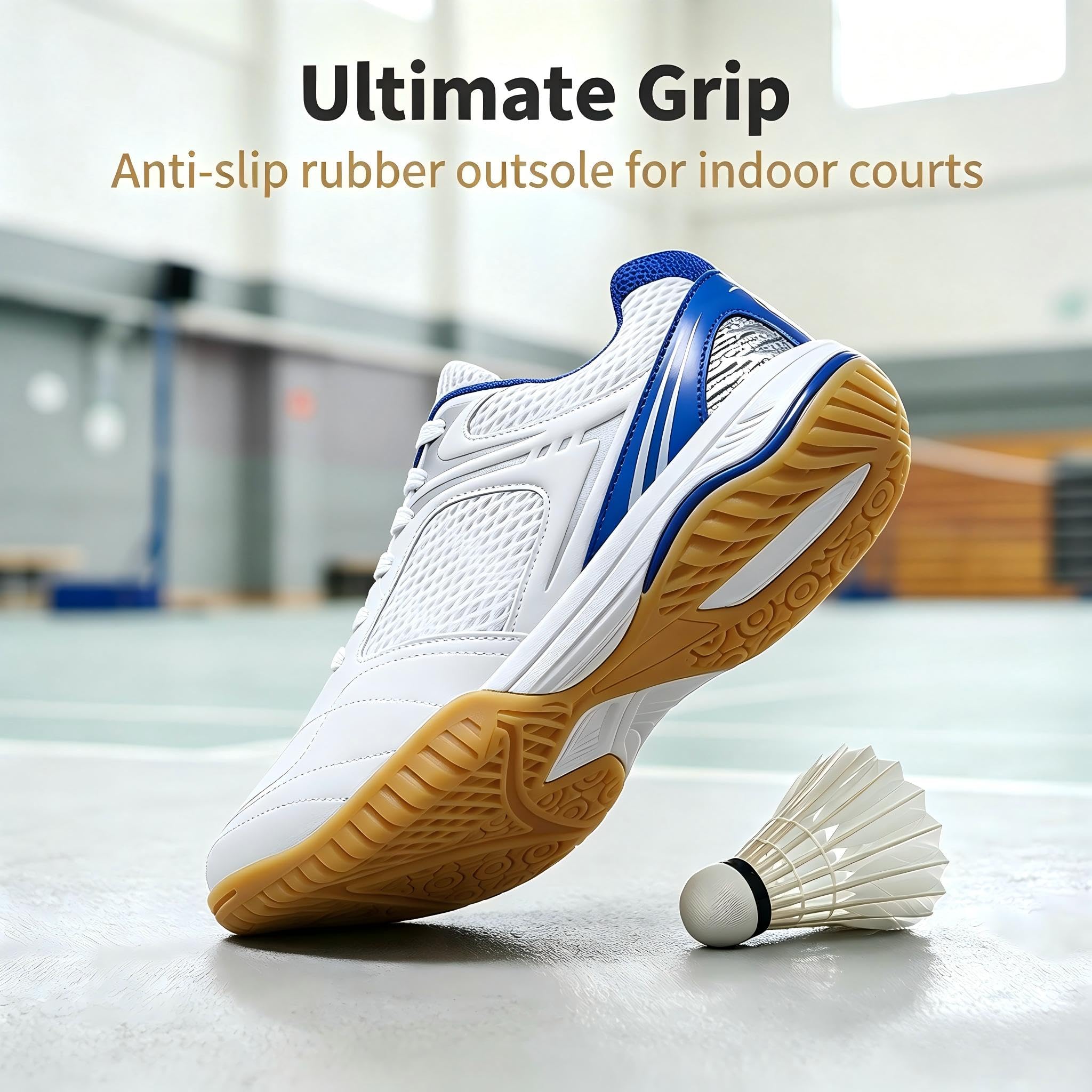 Zapatos de Bádminton Mujer, Zapatillas de Voleibol Indoor Antideslizantes, Zapatillas de Sala Ligeras Transpirables con Amortiguación, Ideal para Bádminton Voleibol Squash y Tenis de Mesa