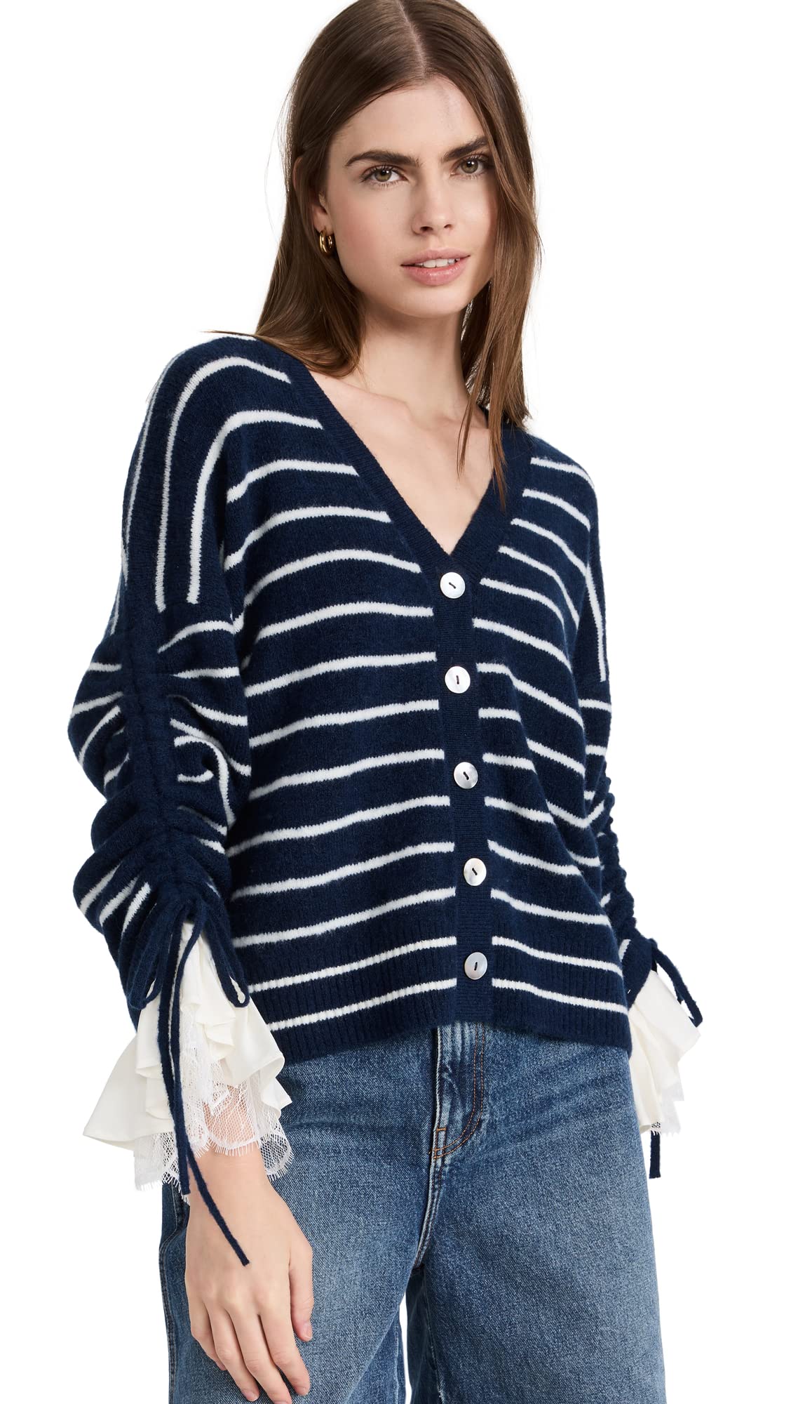 Cinq Sept Womens Striped Atlas Cardigan