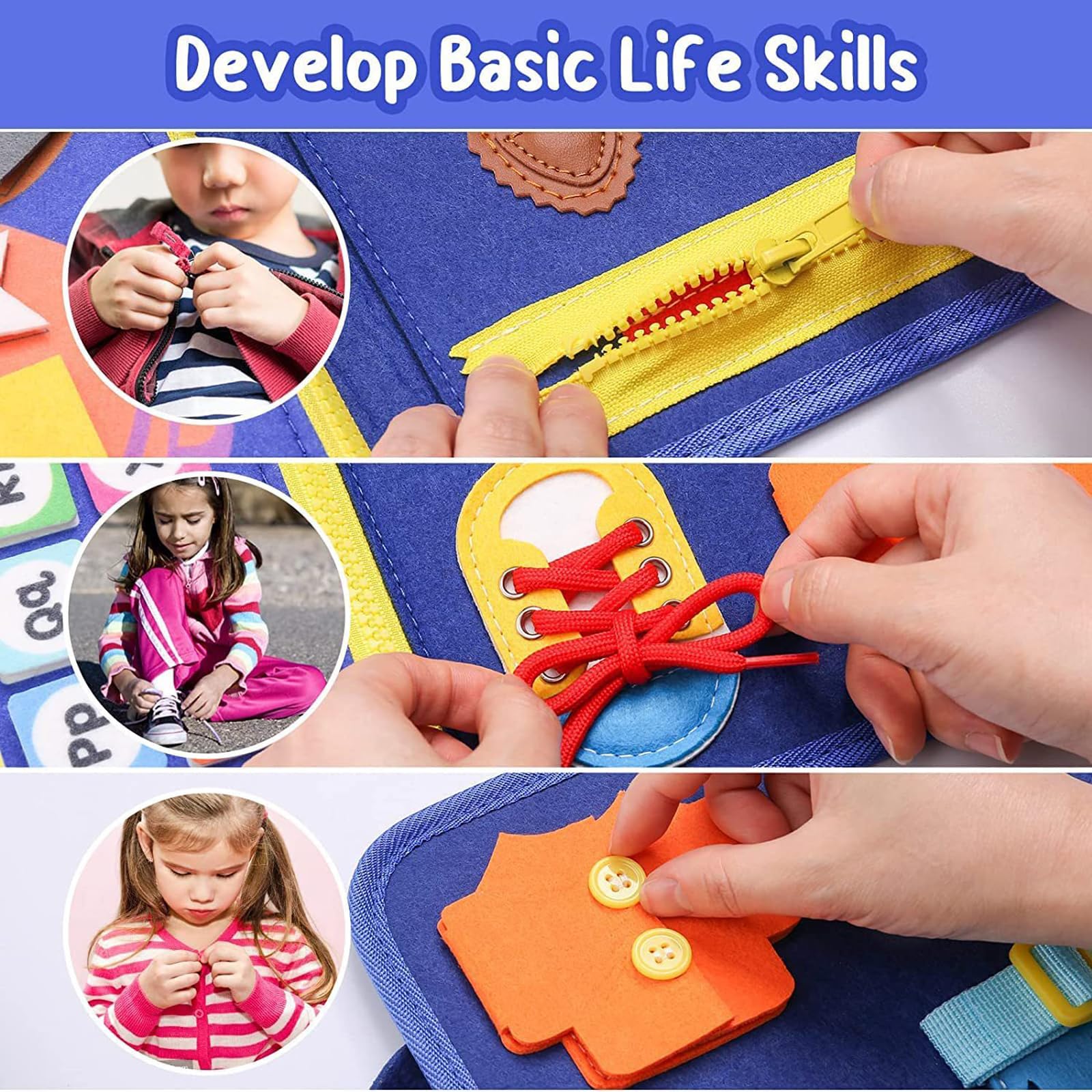 IZDUDO Busy Book for Toddlers, Montessori Busy Board Sensory Activity Book for Developing Fine Motor Skills & Preschool Education, Travel-Friendly Learning Toy for Plane & Car #2 - Image 3