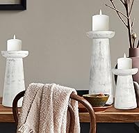 Vista 17 de Portavelas decorativo de madera hecho a mano, forma de sirena, columnas redondeadas, estilo campestre, ideal para regalo, boda, Navidad, fiesta