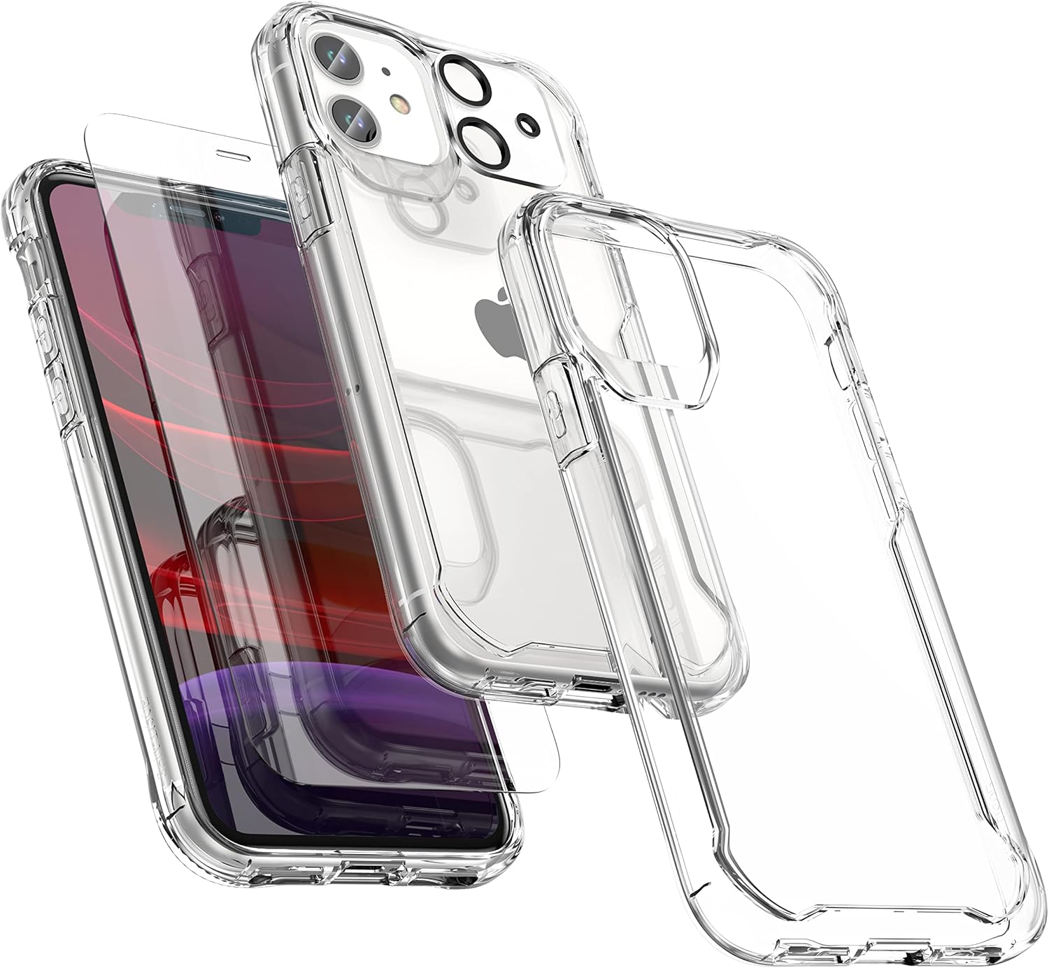 ORETECH Designed for iPhone 11 Case, Designed for iPhone 11 Case with 2 x Screen Protector Tempered Glass&1 x Camera Lens Protector for iPhone 11 Transparent Case Cover for iPhone 11 Case-Clear