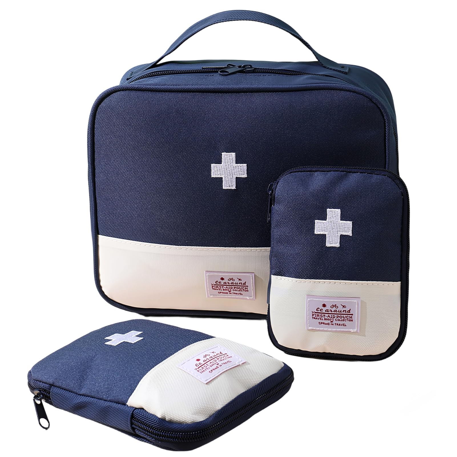 ViEinkaufen 3 Pcs First Aid Bag Empty,First Aid Kit Bags Portable Empty Medicine Bags 3 Size Waterproof Oxford Fabric Material Storage Bag for Camping Home Hiking Survival Kit