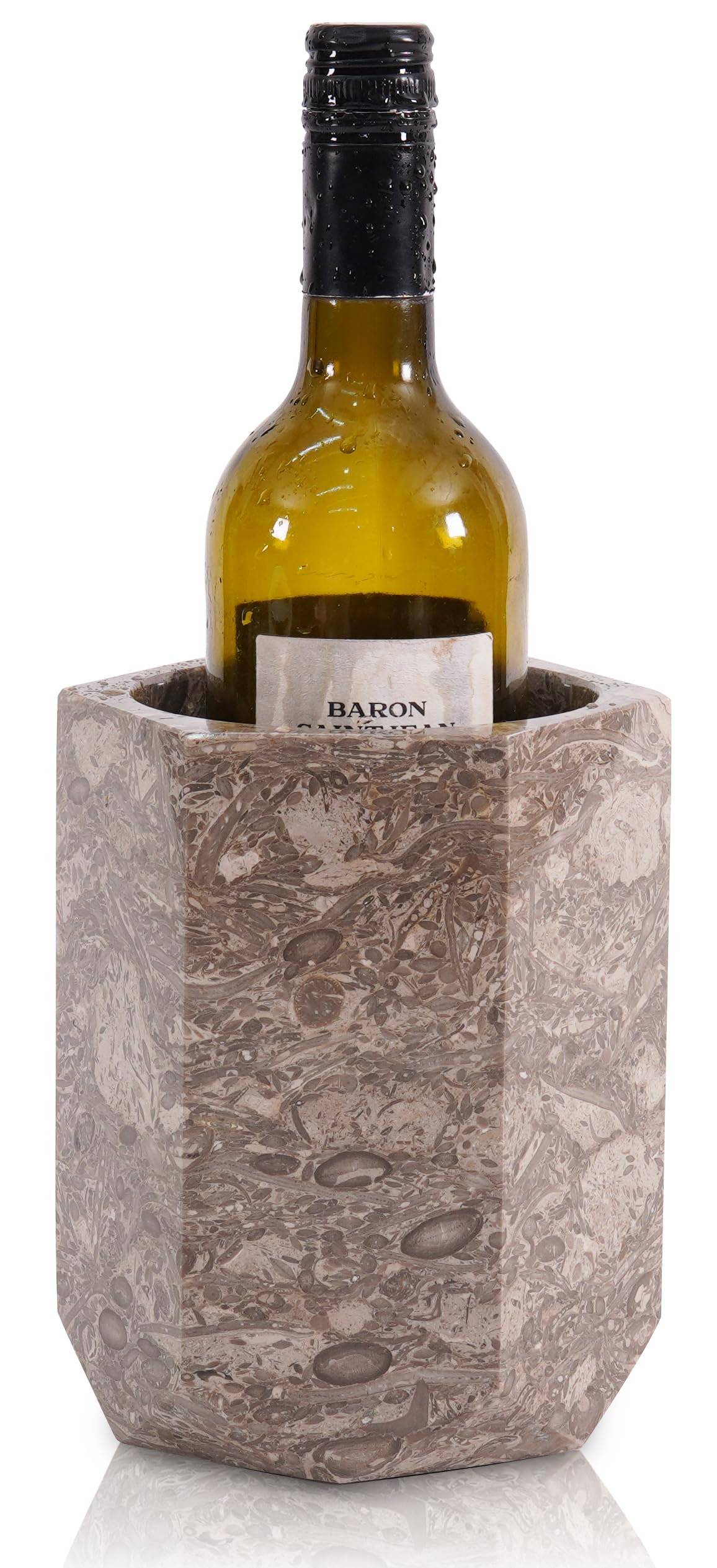 Oceanic - Cubo enfriador de vino de mármol de 6.5 pulgadas, hecho a mano, 750 ml, enfriador de botellas de vino y enfriador de champán para fiestas, cocina, carrito de bar, decoración para enfriar y