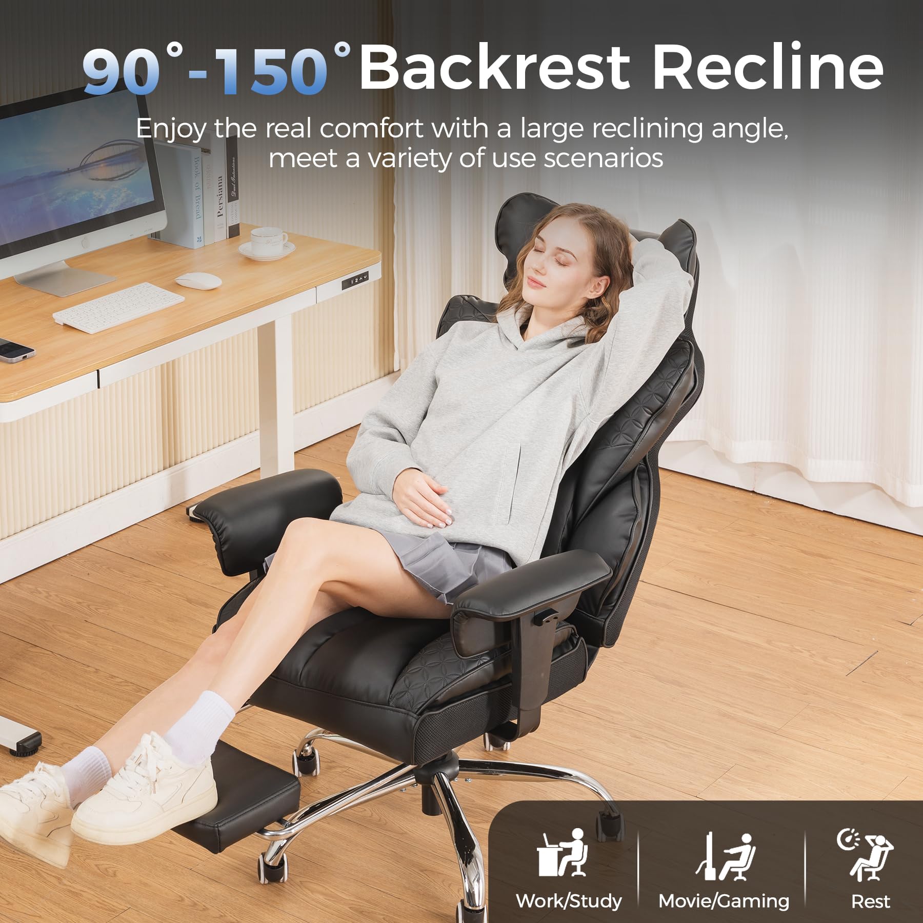 GTPLAYER Gaming Chair Racing Office Computer Ergonomic Video Game Chair Backrest and Seat Height Adjustable Swivel Recliner with Headrest and Lumbar Pillow Esports Chair, Red view 7