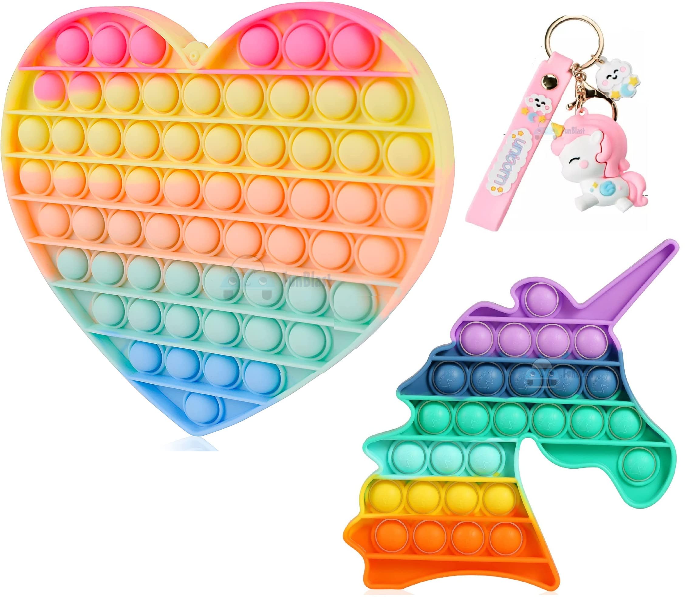 FunBlast Pop It - Popit Game, Poppet for Kids, Pop It Toy, Pop It Toys for Kids, Heart Pop It Toy, Pop It Fidget Toy, Pop It Big, Pop It for Girls, Pop It for Boys, Unicorn Pop It, Stress Relief Toys (Pack of 3 Pcs) (B09RKLBQ71) Amazon Price History, Amazon Price Tracker