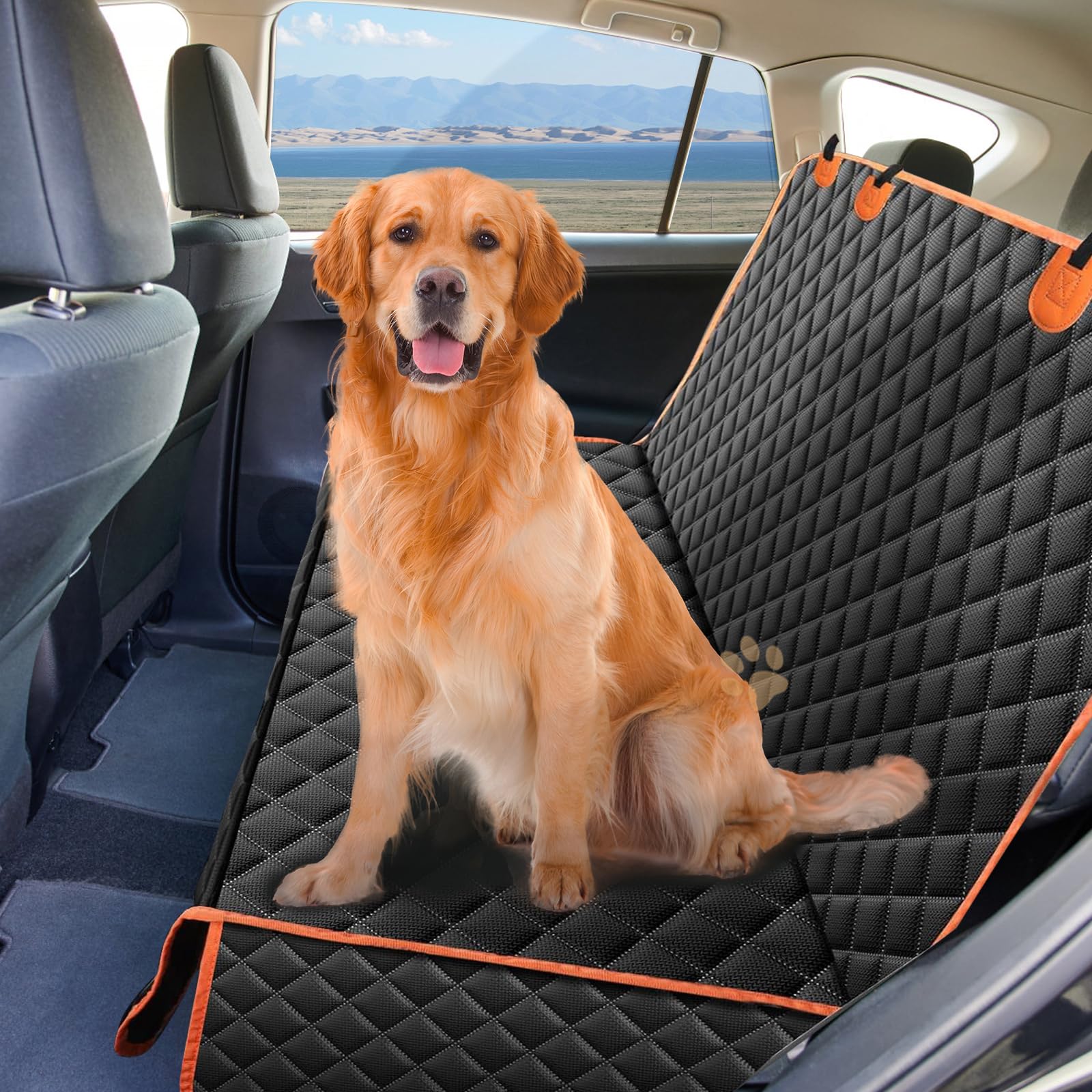 Dokeno Funda Asiento Coche para Perro, Protector Funda Coche Perros, Protector de Asiento Trasero Impermeable, Protector de Asientos de Coche Mascotas para SUV, Camión, Transportar y Viaje, 119x137CM