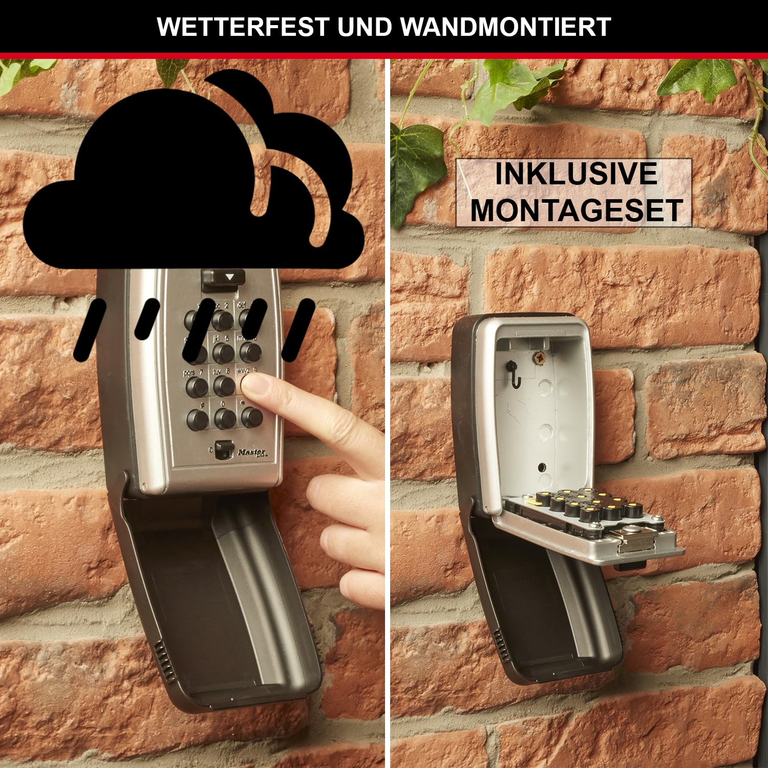 Master Lock Schlüsseltresor mit Druckknopf, Wandhalterung, Aussen, 11.7 x 7.9 x 5.2 cm, Schlüsselsafe