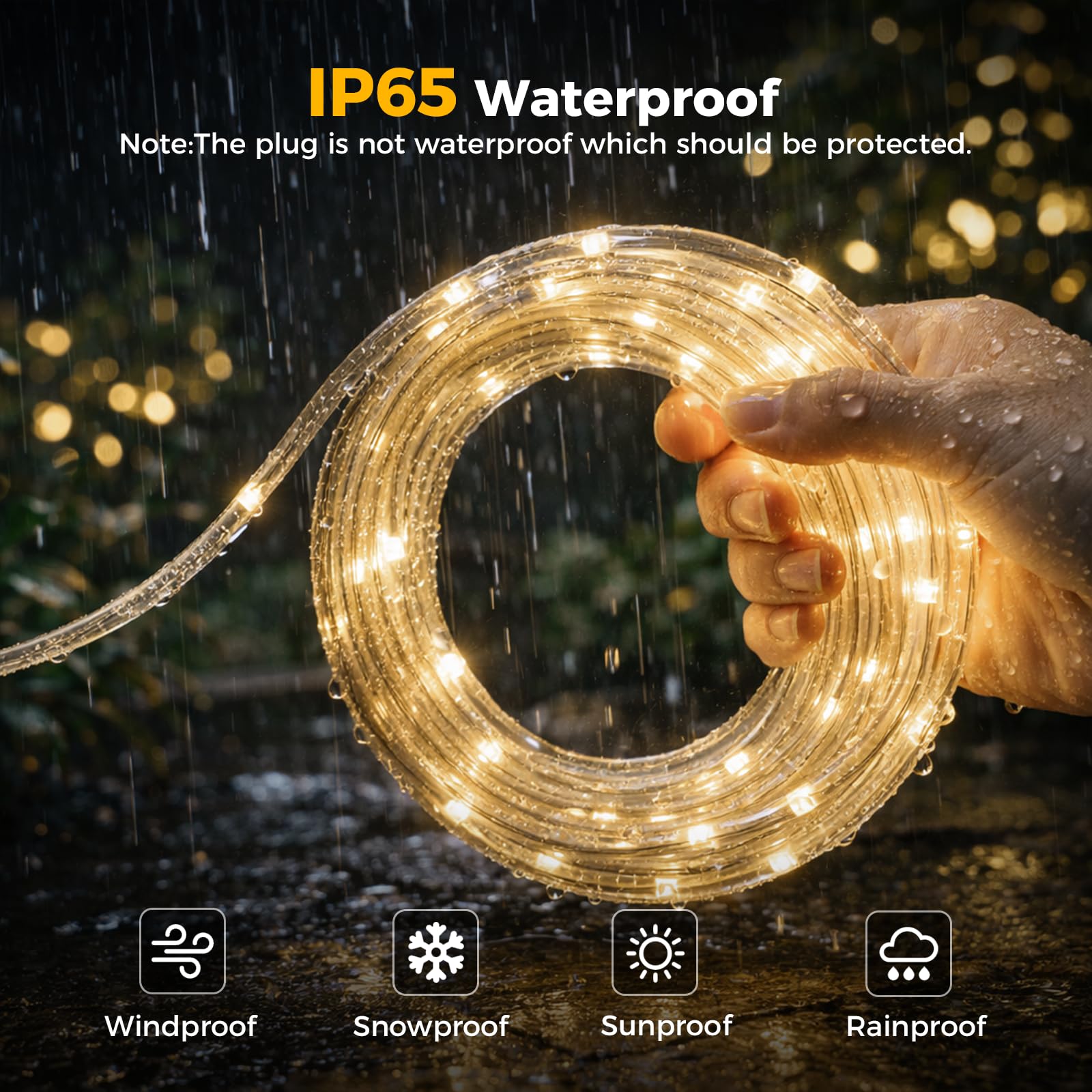Verbindbare Lichterkette 50 m 500 LEDs, 5 x 10 m Schlauchlichter Warmweiß, Wasserdicht, Fernbedienung, 8 Modi, für Garten, Terrasse, Weihnachten