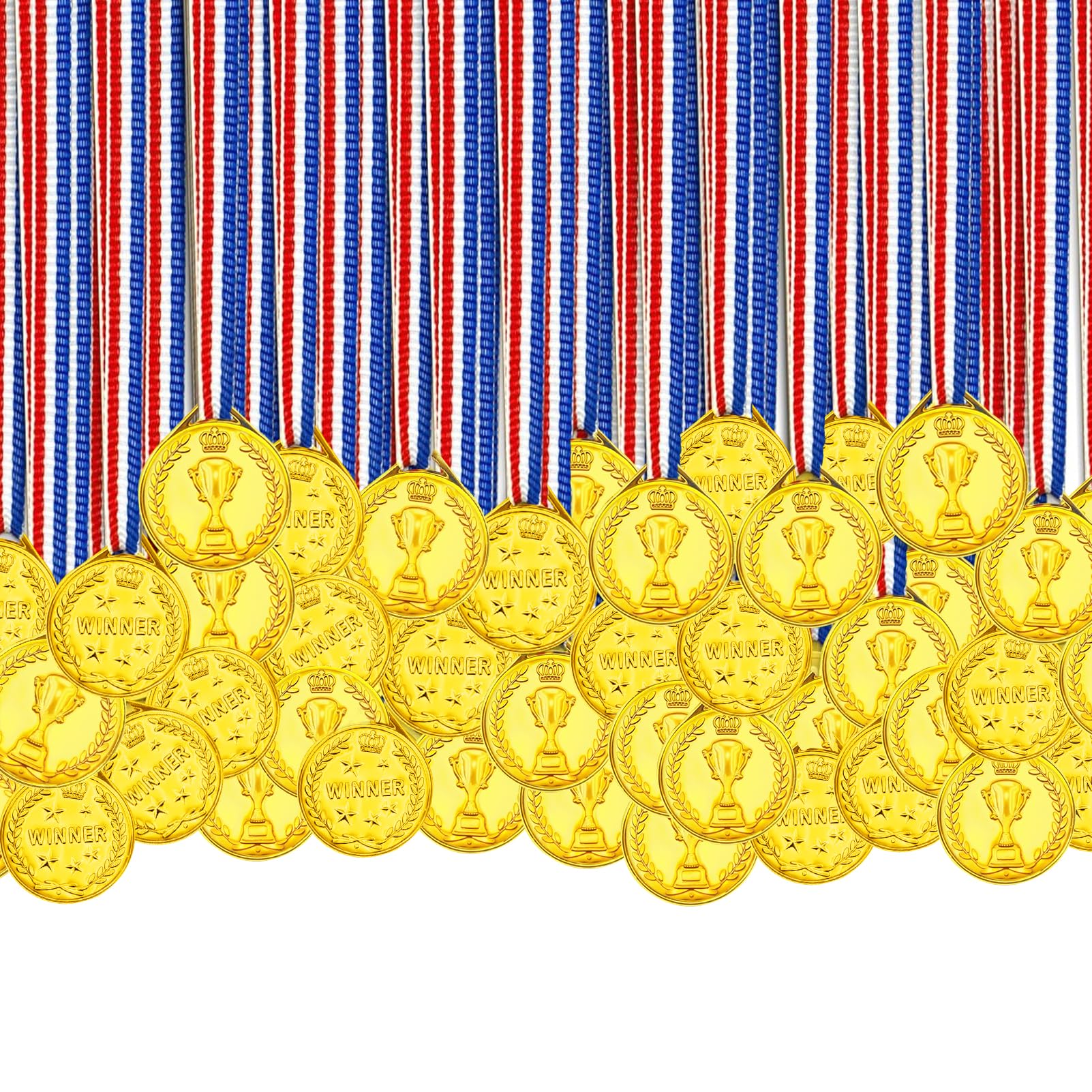 HOMURY Lot de 100 médailles d'or pour Enfants, Médailles d'or gagnantes, Médailles gagnantes - Médailles d'or gagnantes - Médailles de gagnants pour Les Enfants (Motif Trophée)