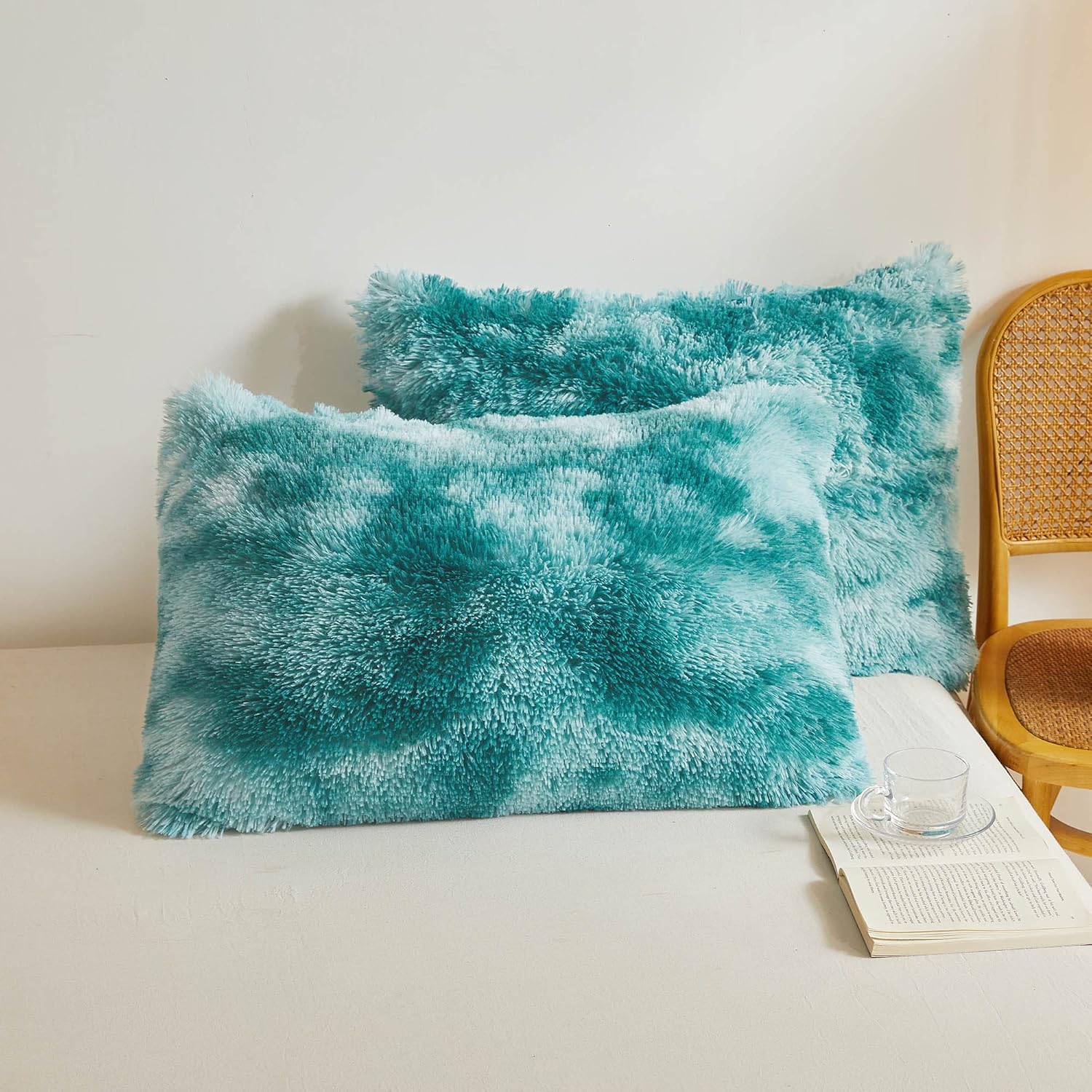 XeGe Tie Dye Faux Fur Fluffy Throw Pillow Cases, Plush