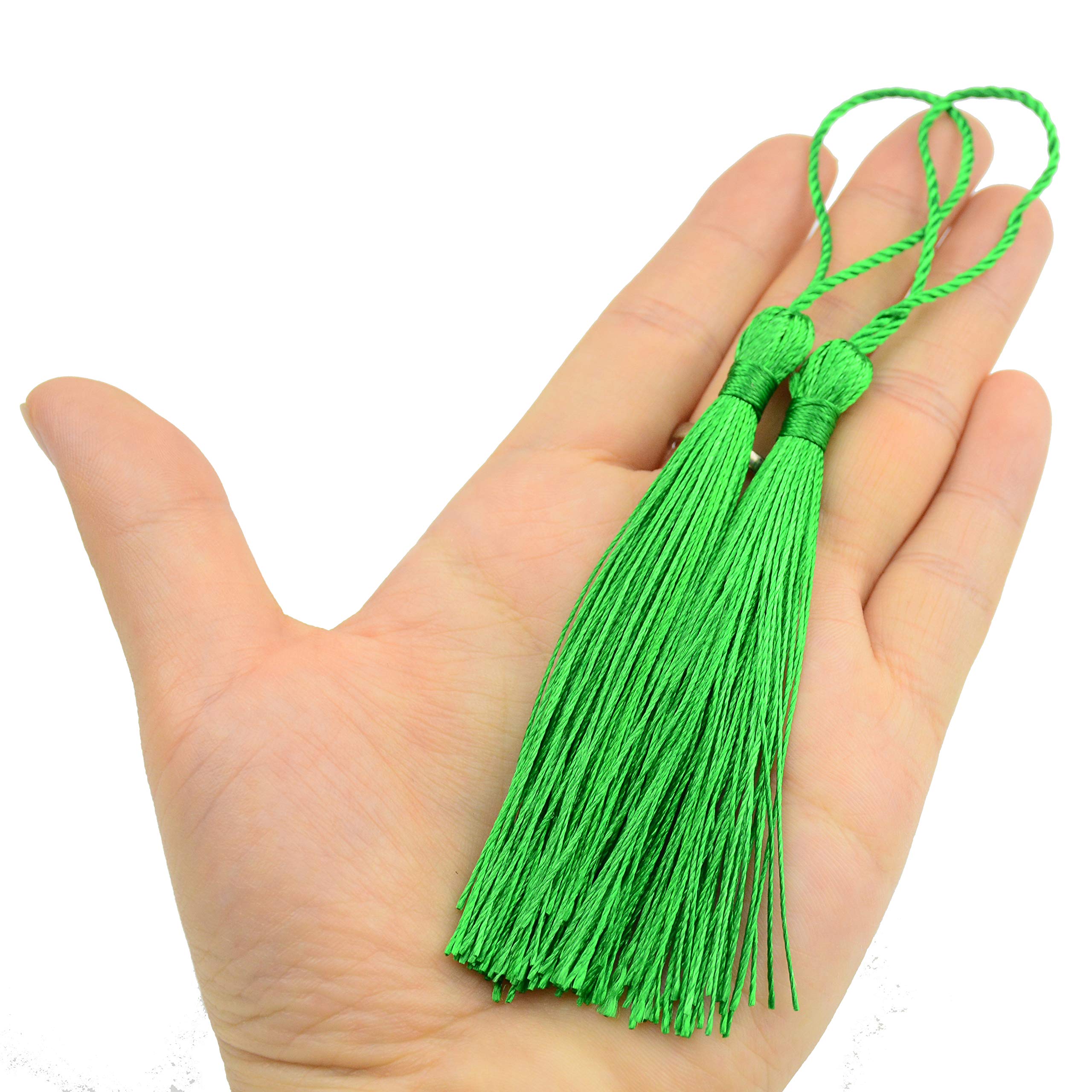 Lot De 5 Glands En Soie Douce Faits Main - Couleur Vert Automne - Pour DIY, Décoration, Bijoux, Rideaux