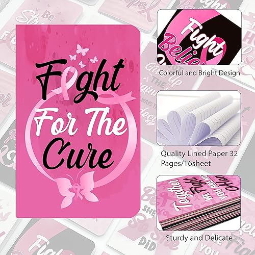 Miniatura 3 de 24 blocs de notas inspiradores de concientización sobre el cáncer de mama, cuaderno de bolsillo pequeño de cinta rosa, cuadernos motivacionales para