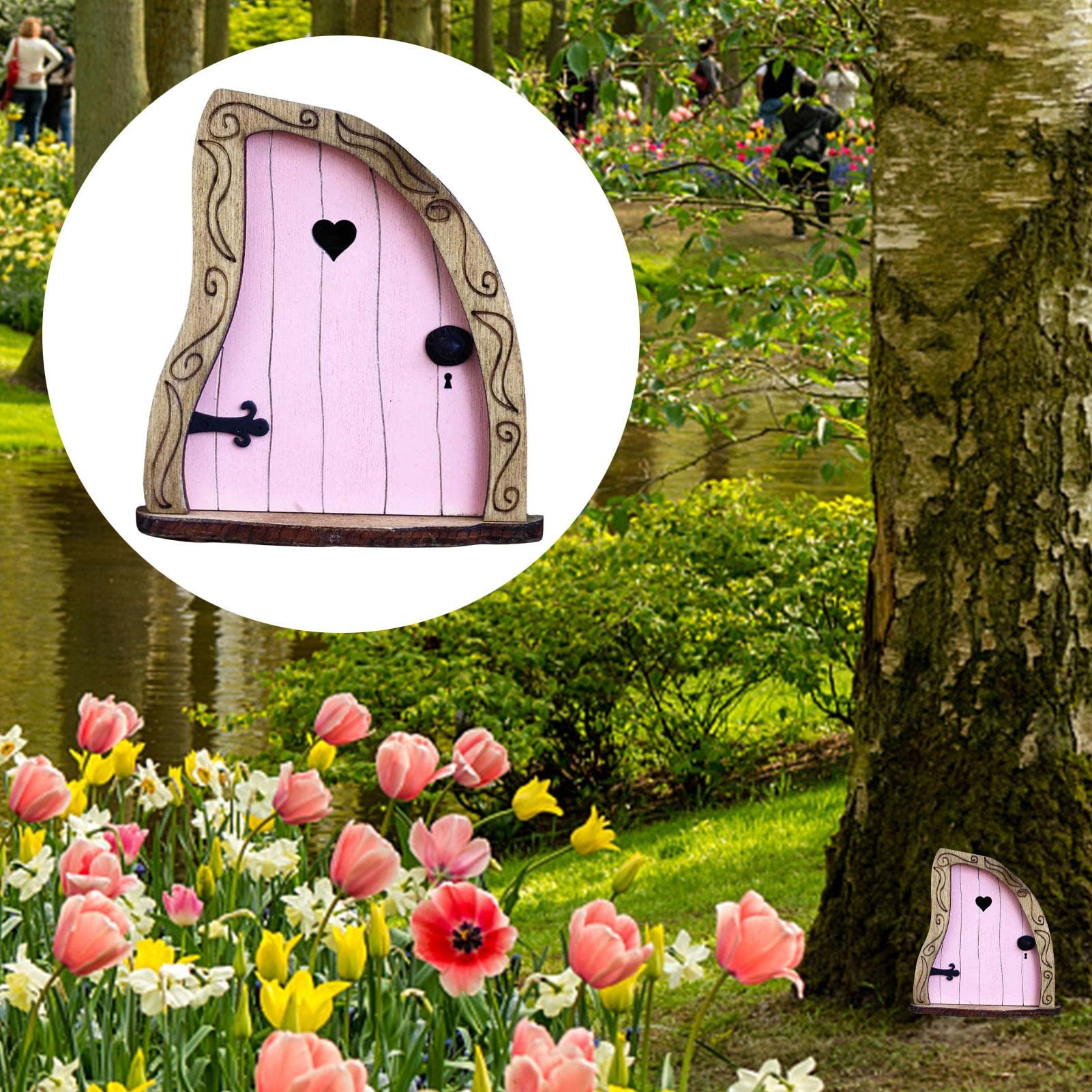 Amazon.co.jp: 妖精の扉と窓 - 木のミニチュア妖精のドアと窓  