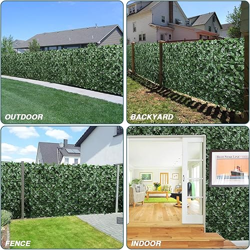 Miniatura 2 de ECOOPTS Rejilla para cerco de hojas de hiedra artificial de 39 x 156 pulgadas con parte trasera de malla, decoración de hojas sintéticas para patio,