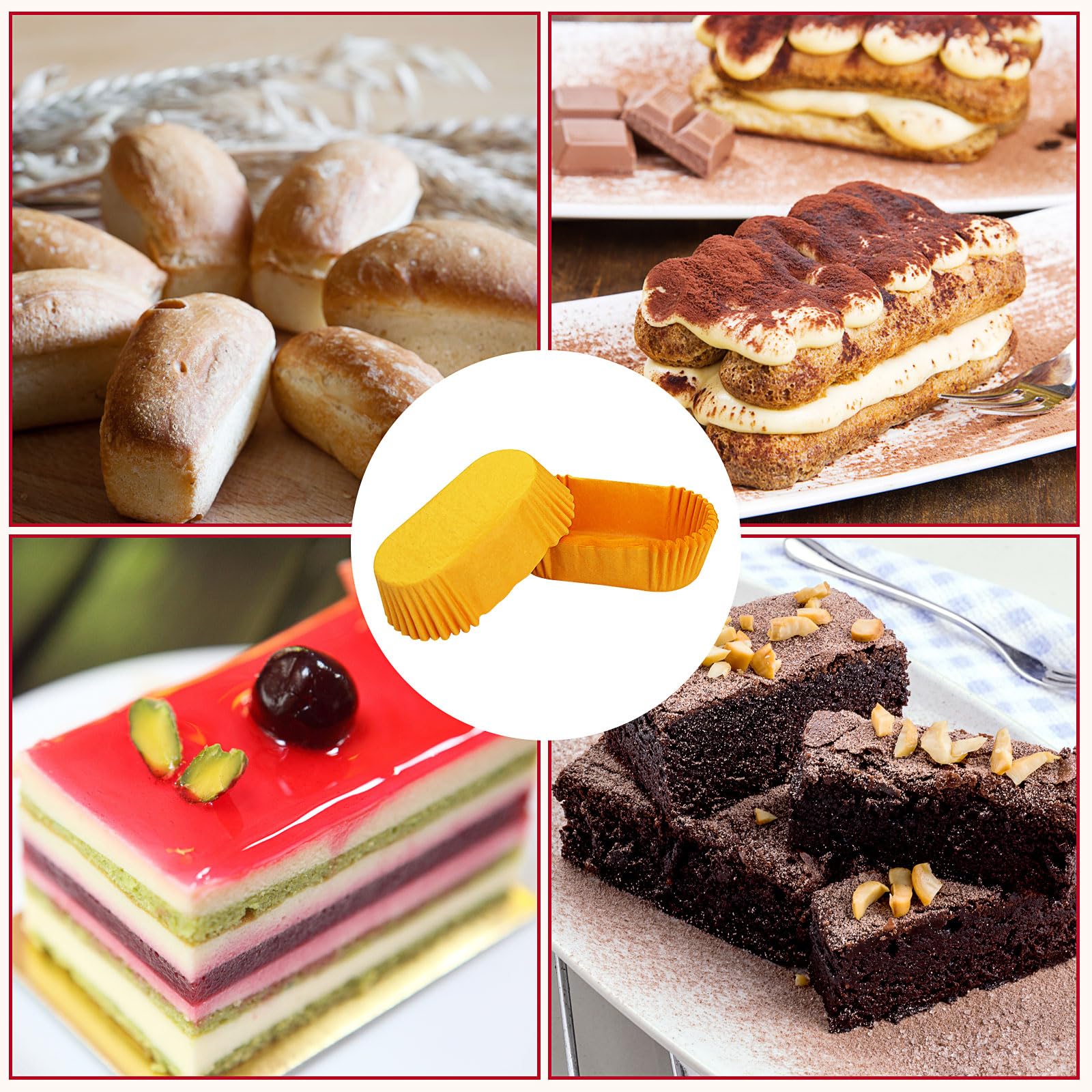 Fodera ovale da 1000 pezzi per pane per cottura, carta da parchment utilizzabile per muffin per cupcake (giallo, L)