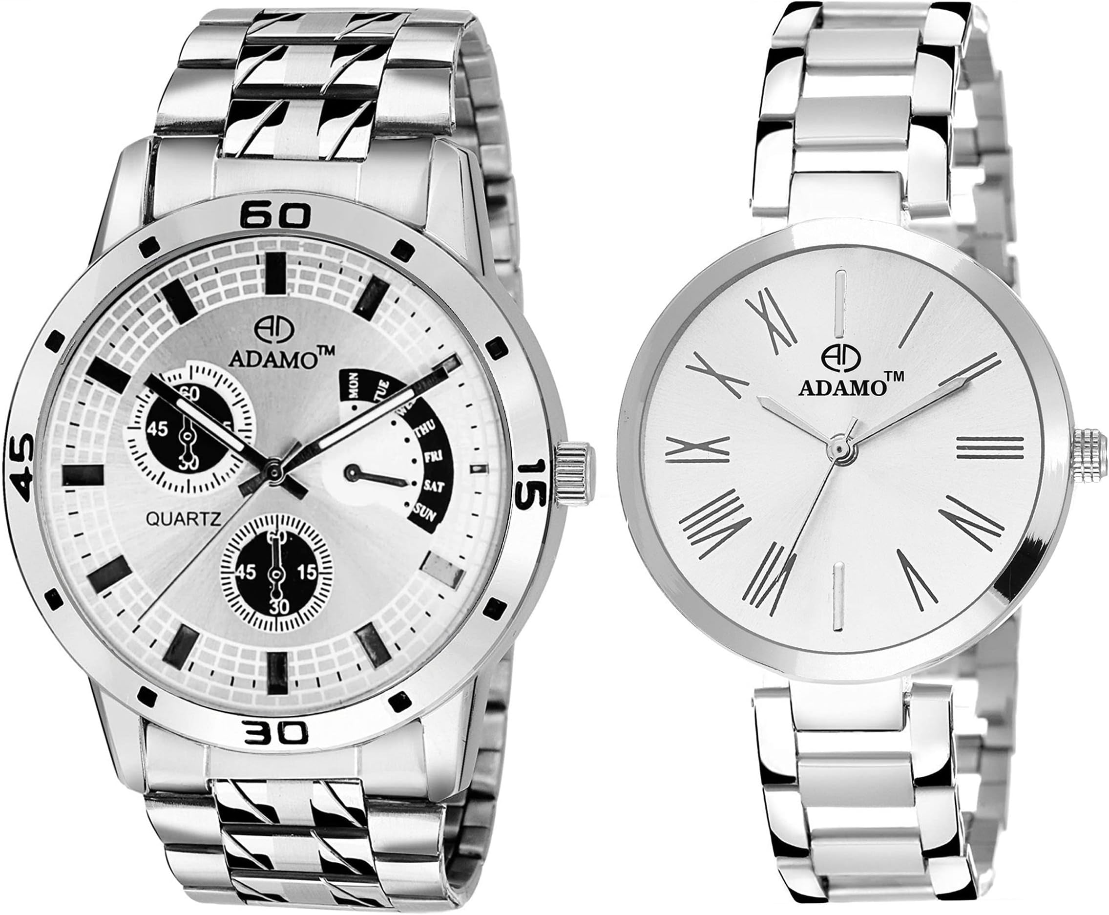 ADAMO Designer Analog Couple Combo Wrist Watch 109-2480SM01