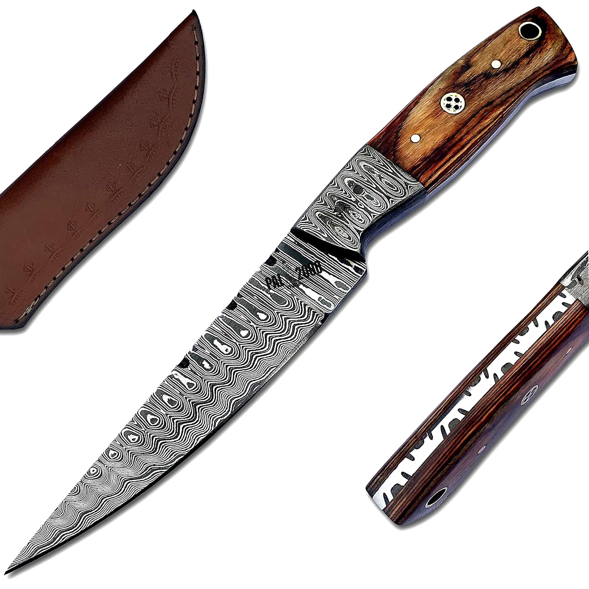 Coltello in Acciaio Damasco fatto a mano Personalizzato con Fodero 6005