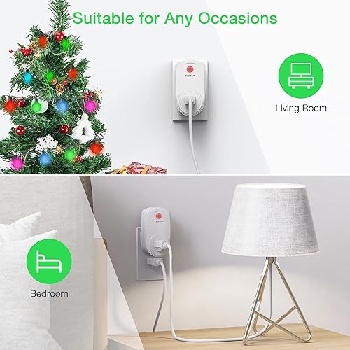 Miniatura 5 de Paquete de 2 tomas de corriente de control remoto, interruptor de enchufe eléctrico inalámbrico para luces, lámparas, ventiladores, rango RF de 100