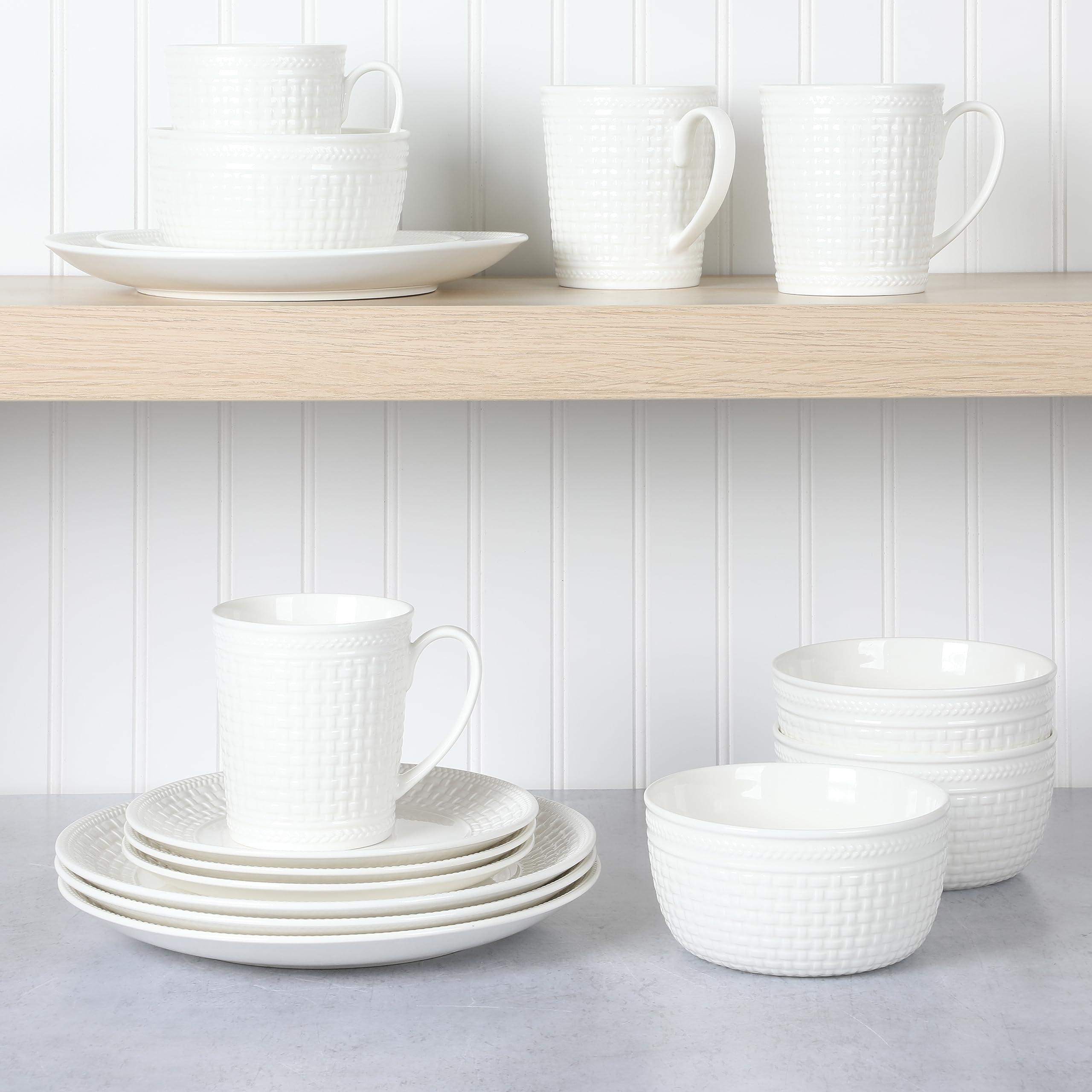 Amazon.com | Martha Stewart 16 Piece Basket Weave New Bone China